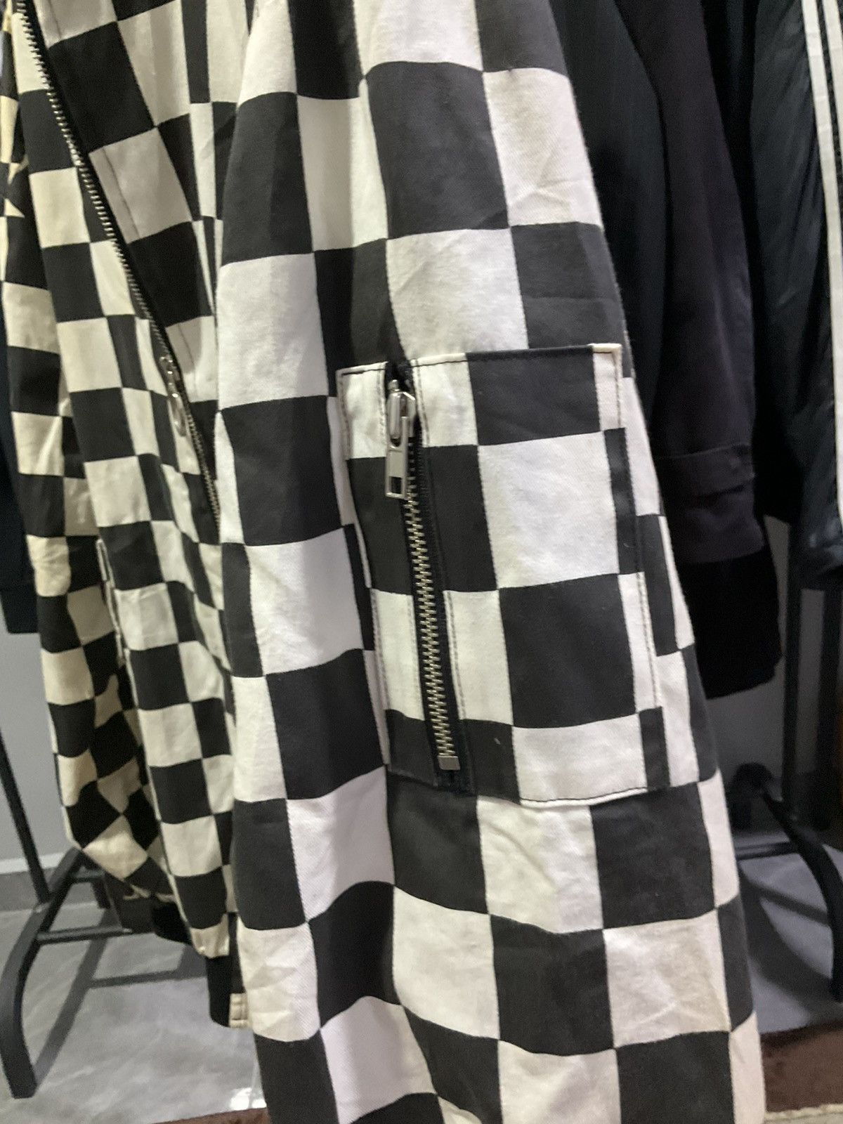 Art Comes First Black and White Checkered Mens Bomber Jacket Casper John Size US XXL / EU 58 / 5 - 7 Thumbnail