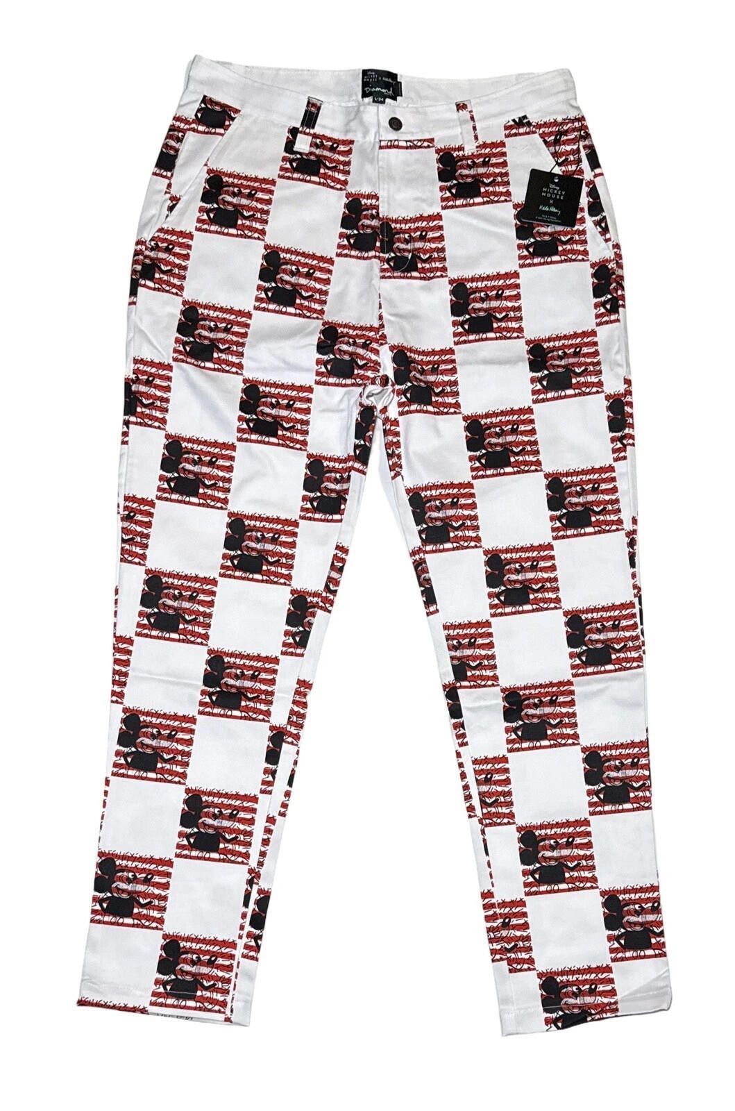 Disney Mickey Mouse Checkered Pants Size 36 White Red Streetwear Size US 36 / EU 52 - 1 Thumbnail