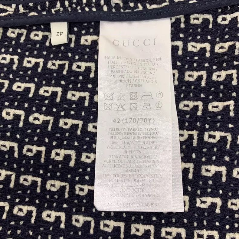 Gucci Gucci Black tip-patterned jacquard full-print wool skirt 25 Size 27" / US 4 / IT 40 - 7 Thumbnail