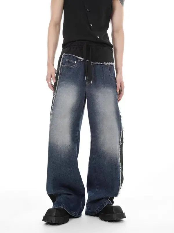 VIBE Wide-leg irregular jeans with retro patchwork design Size US 34 / EU 50 - 7 Thumbnail
