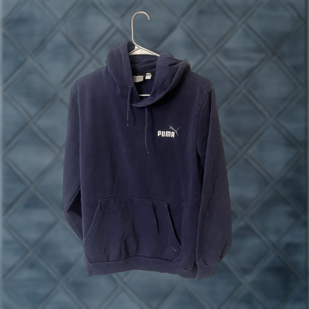 Puma PUMA Pullover Hoodie Sweatshirt Mens M Navy Logo Front Sleeve Logo Front Kangaroo Pocket Hooded Size US M / EU 48-50 / 2 - 1 Thumbnail
