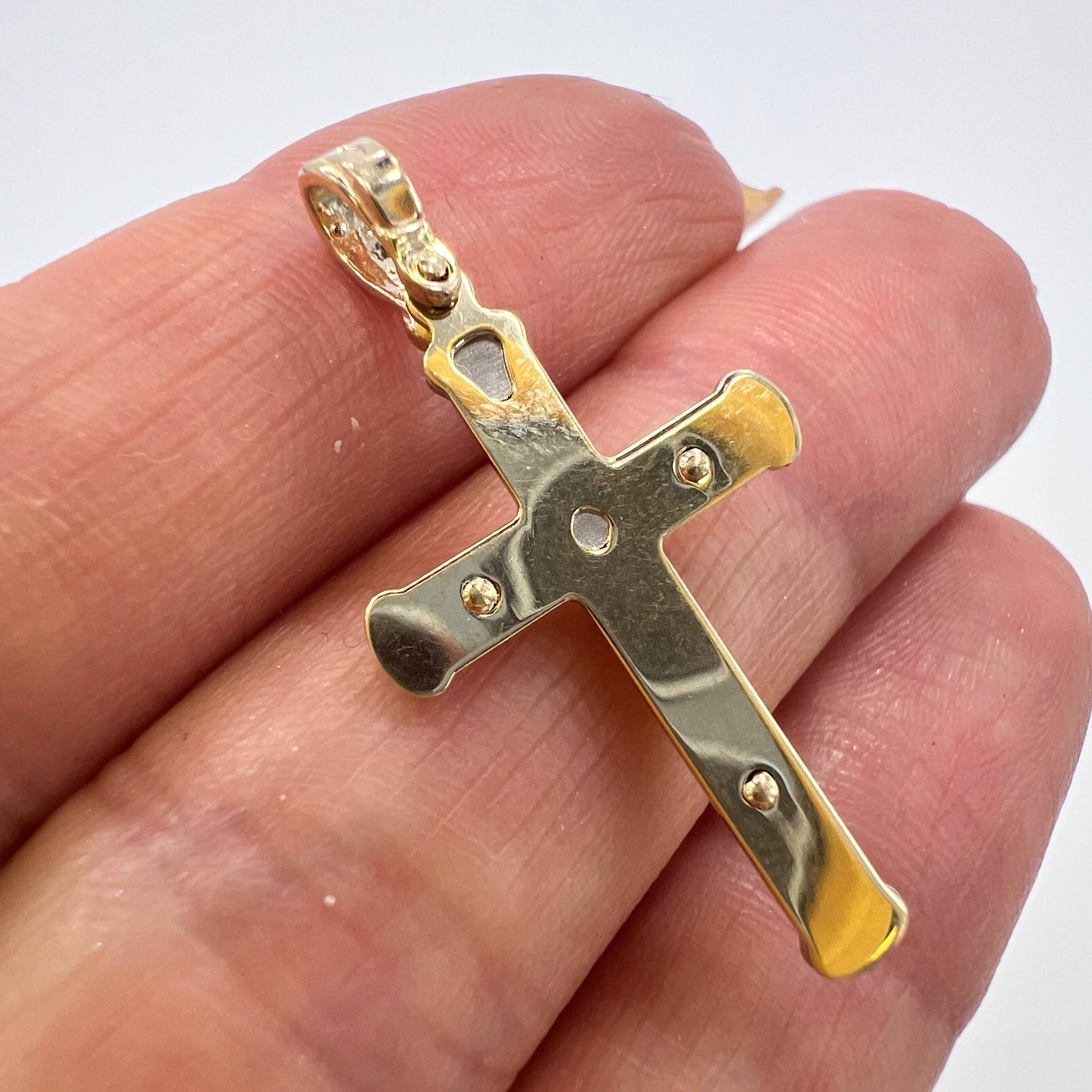 Other 14K Gold Crucifix Cross Pendant Solid Yellow White Gold 1.9g Size ONE SIZE - 2 Thumbnail