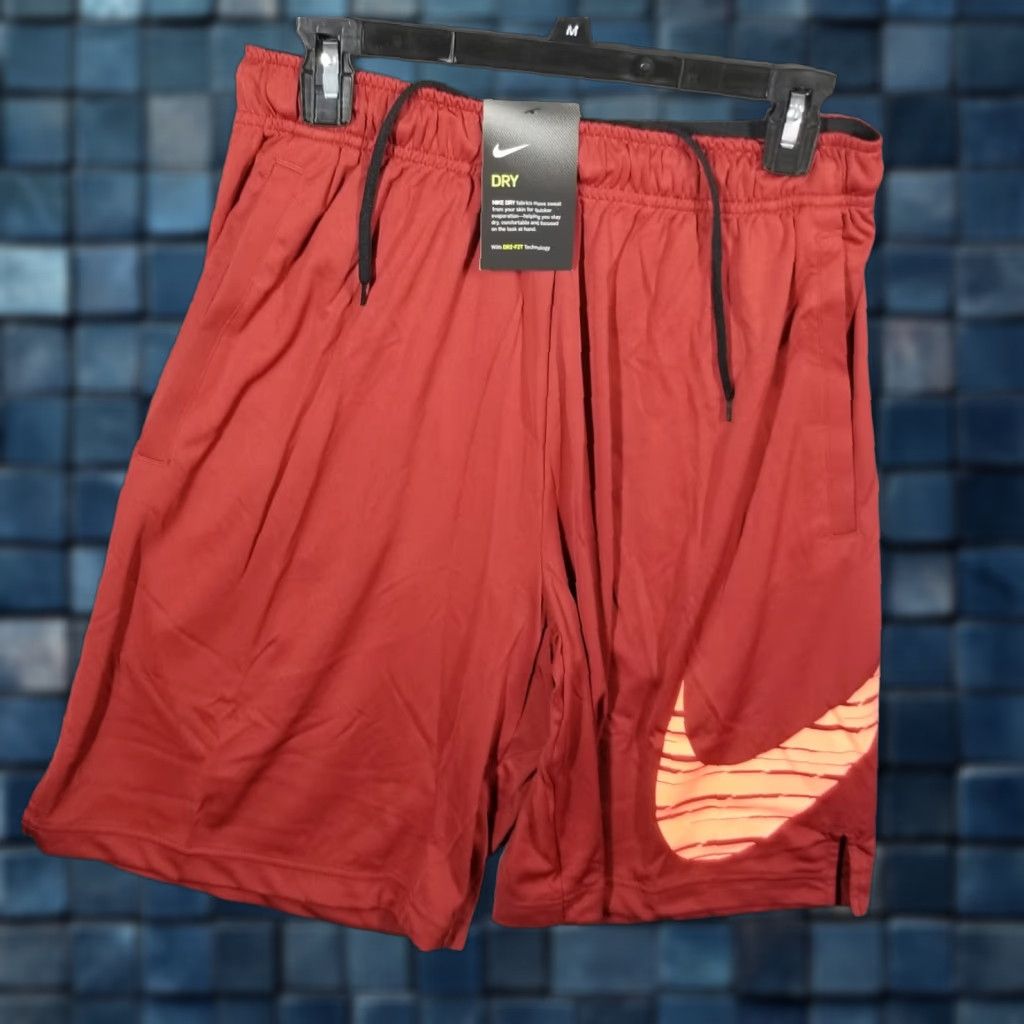Nike Nike Dri-Fit 9" Training Shorts Men Medium Red Big Logo Activewear Size US 31 - 1 Thumbnail