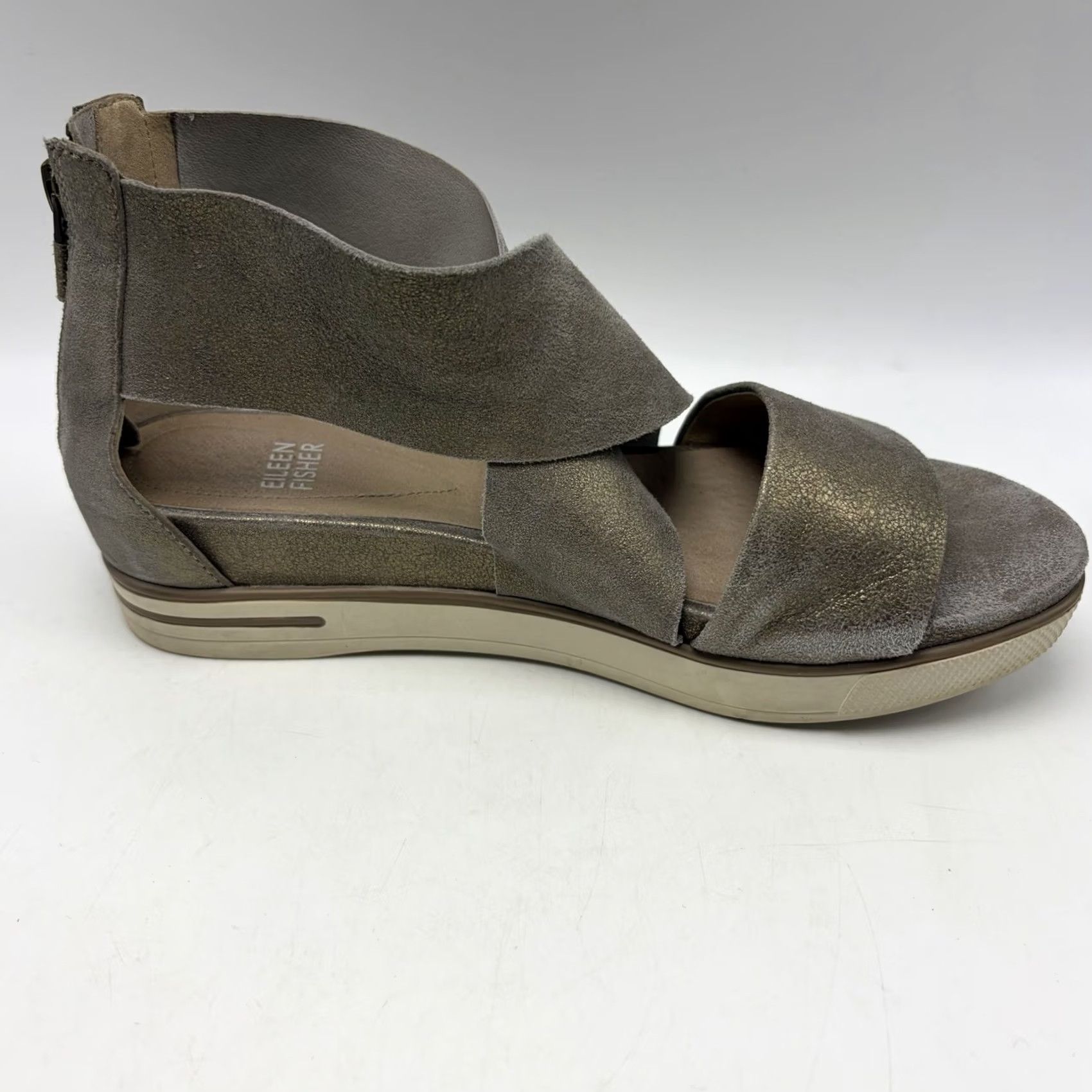 Eileen Fisher Eileen Fisher Sandal Women's Leather Metallic Crisscross Strap Platform Wedge Casual Leather 7 US Size US 7 / IT 37 - 4 Thumbnail