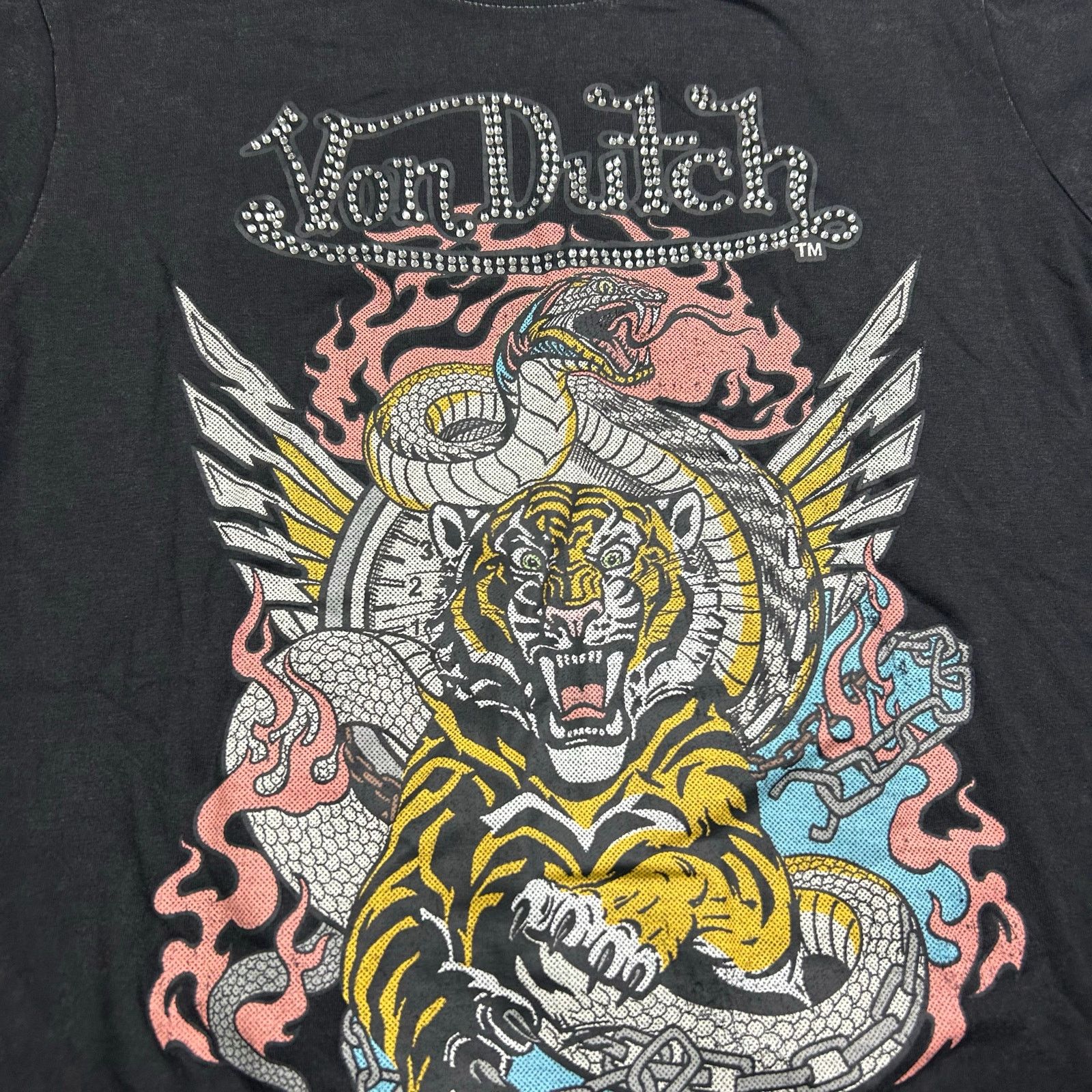 Von Dutch Von Dutch T-Shirt Rhinestone-Embellished Tiger and Snake Tee Size US L / EU 52-54 / 3 - 5 Thumbnail