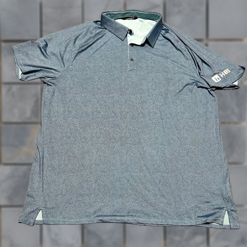 Vintage UNRL Polo Shirt Mens XXL Blue Geometric All Over Print Performance Stretch Shirt Mens 2XL Blue Geometric All Over Print Performance Stretch Size US XXL / EU 58 / 5 - 1 Thumbnail