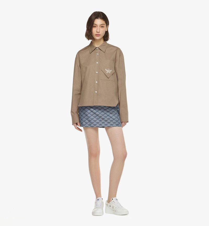 MCM o1mt1gz0126 Dup / Logo Embroidery Long Sleeve Shirt in Beige Size S / US 4 / IT 40 - 2 Thumbnail