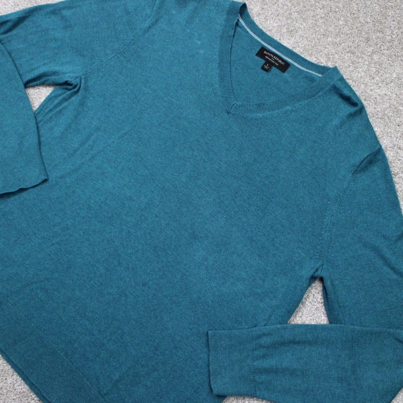 Banana Republic Banana Republic Sweatshirt Mens Large Green Premium Luxe Yarn Cashmere Sweater Size US L / EU 52-54 / 3 - 3 Thumbnail