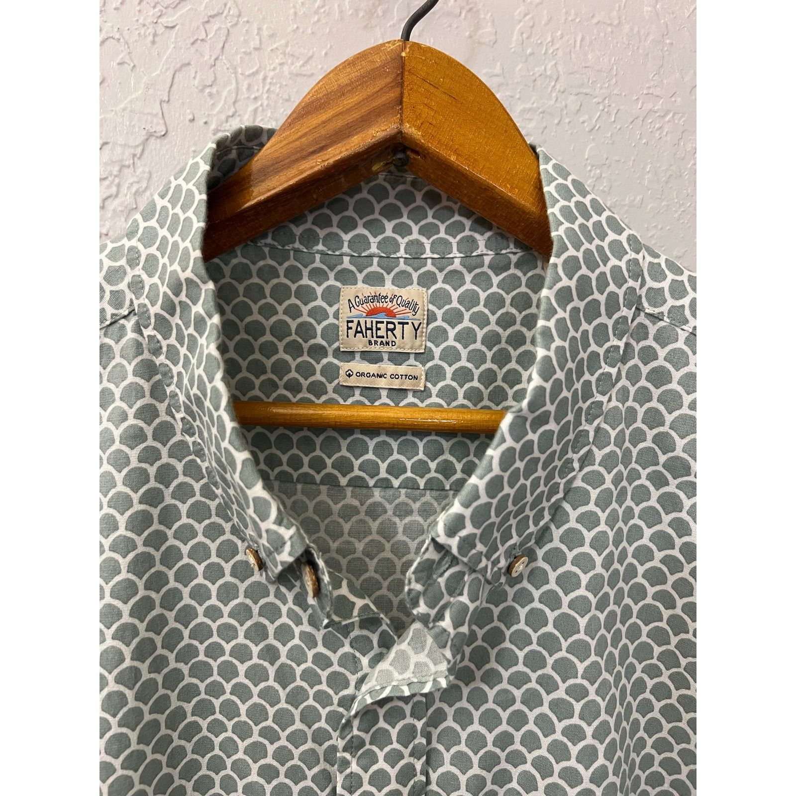 Faherty Faherty Brand Organic Cotton Button Up Shirt Mens XXL Green Size US XXL / EU 58 / 5 - 3 Thumbnail