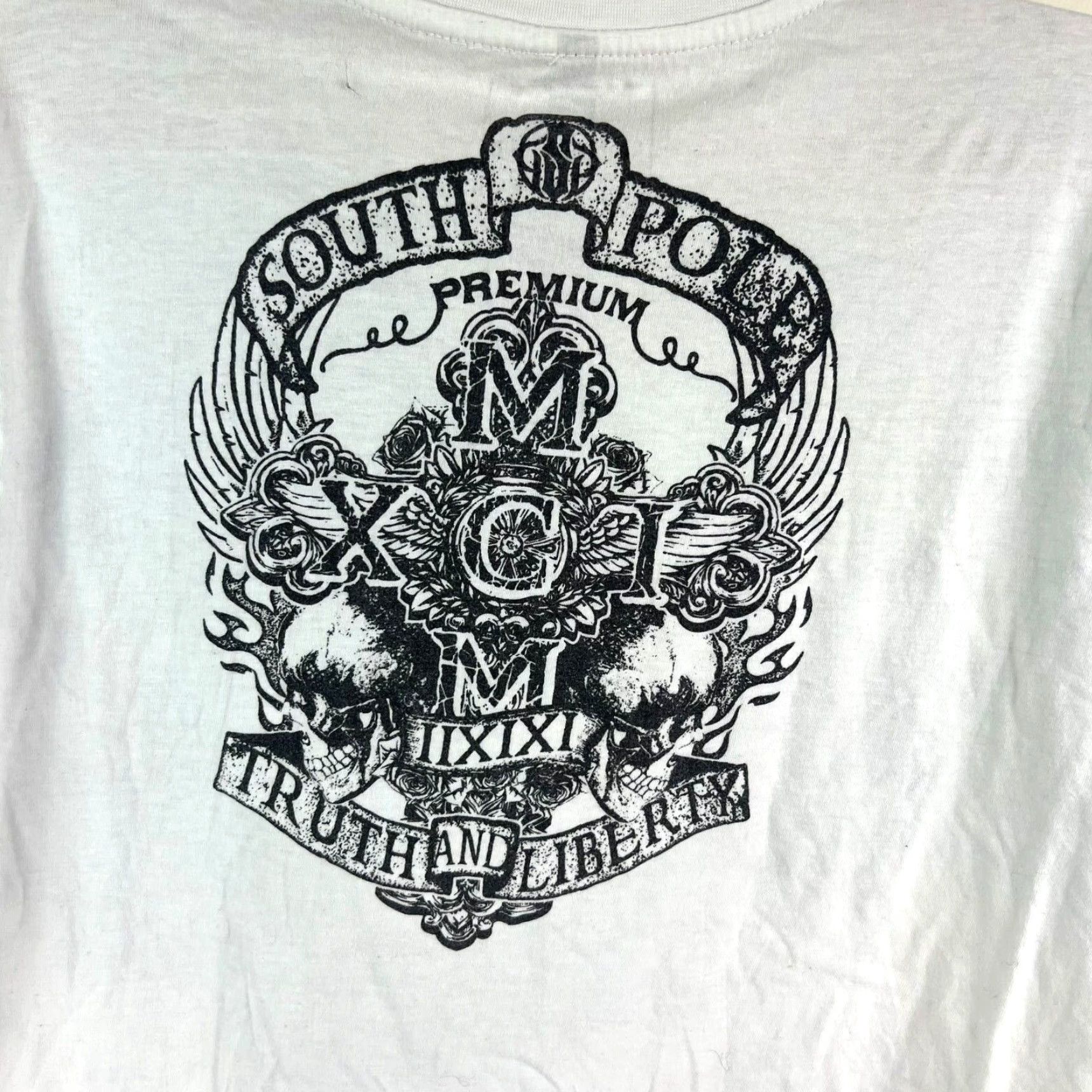 Southpole VINTAGE South Pole Skull T-Shirt Men's XL White Graphic Print Summer Fall Spring Mens Size US XL / EU 56 / 4 - 5 Thumbnail