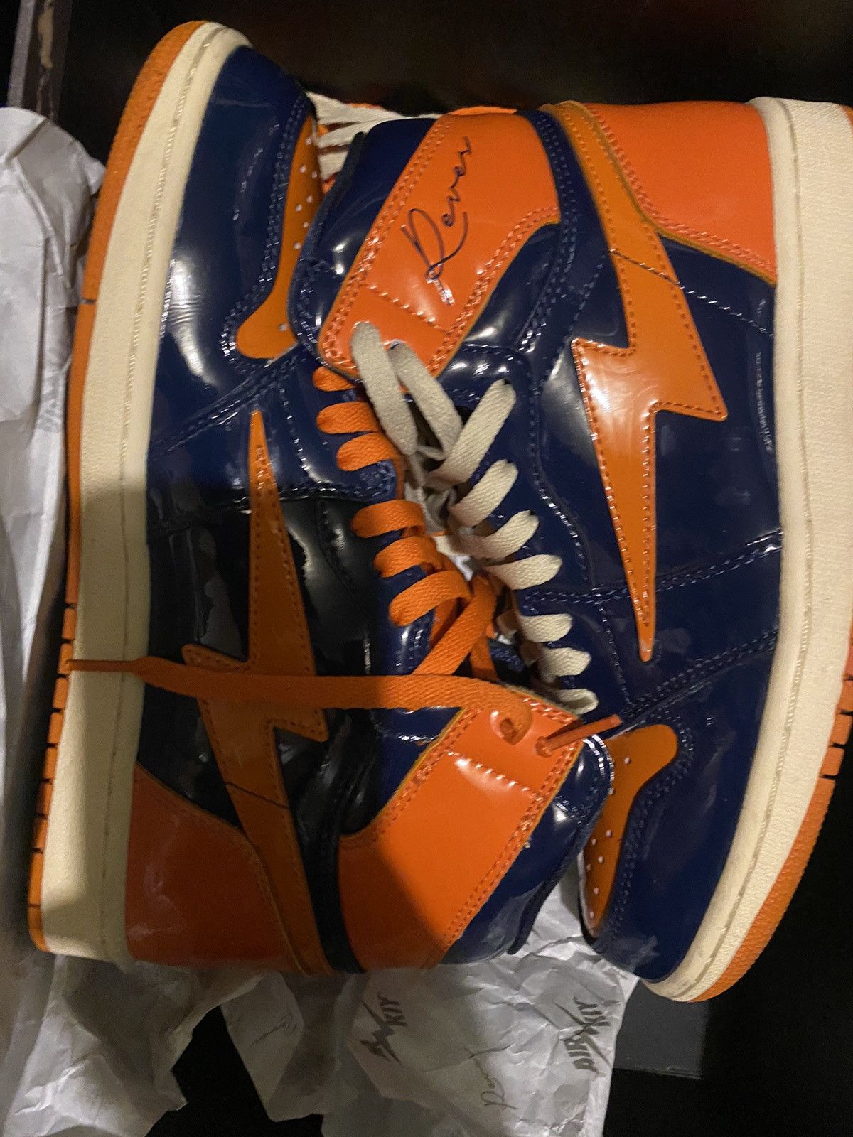 Kool Kiy/Air Kiy Blue & Orange Patent Leather (Size 8)