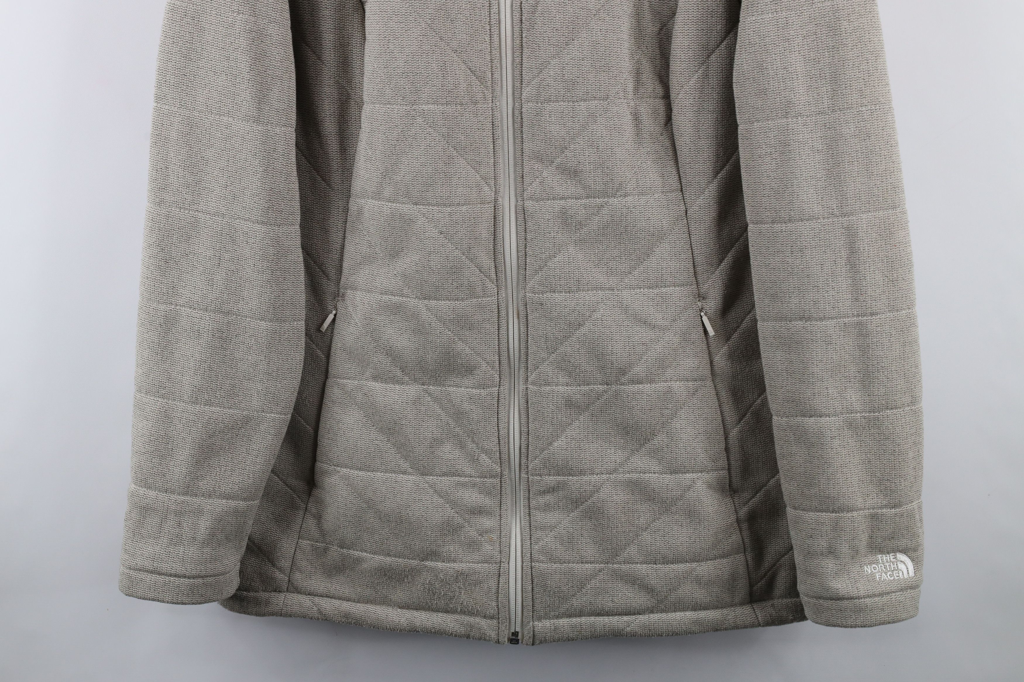 The North Face × Vintage The North Face Spell Out Knit Stitch Fleece Jacket Beige Size L / US 10 / IT 46 - 3 Thumbnail
