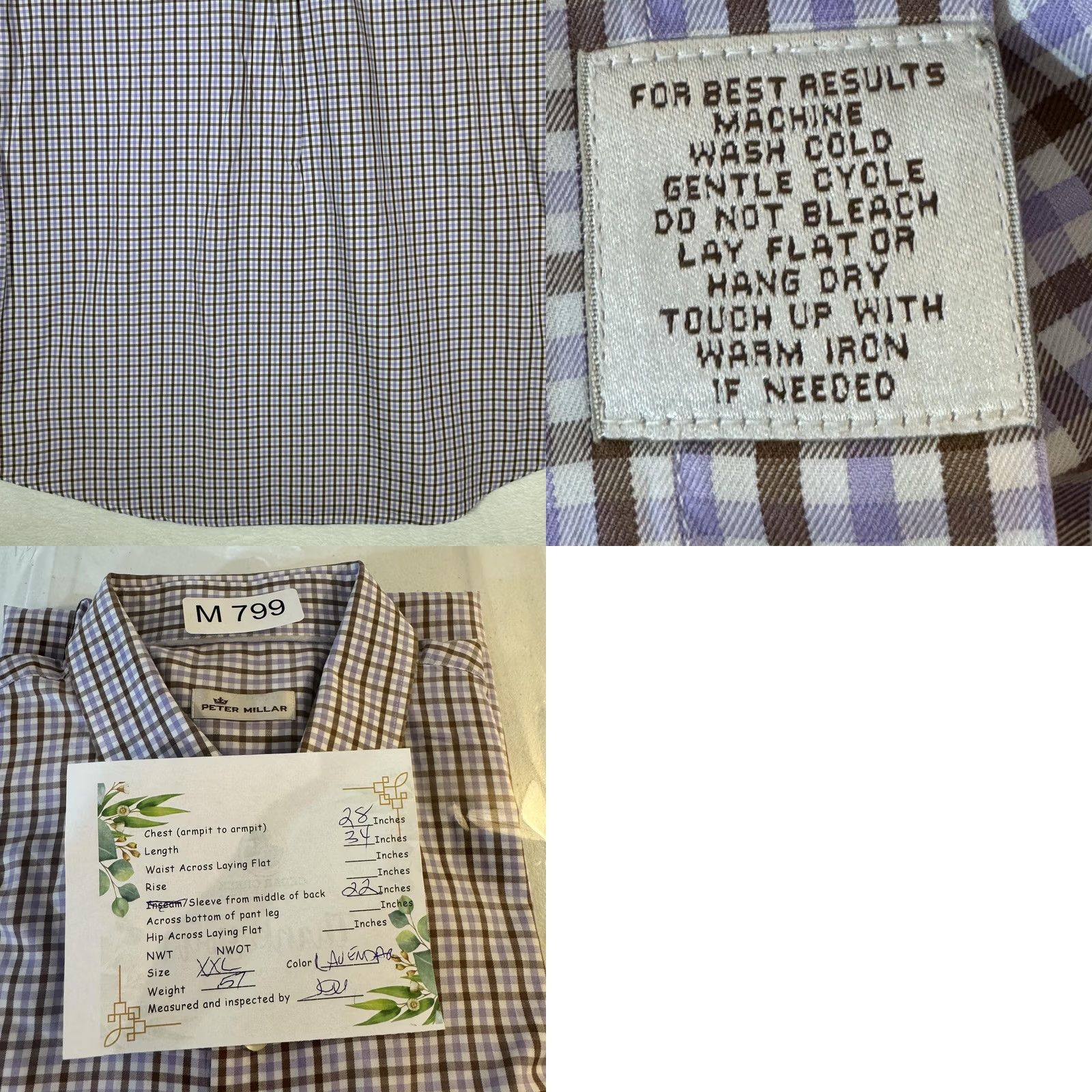 Peter Millar VINTAGE Peter Millar Shirt Mens 2XL Purple Brown Check Plaid Button Down Short Sleeve Size US XXL / EU 58 / 5 - 9 Thumbnail