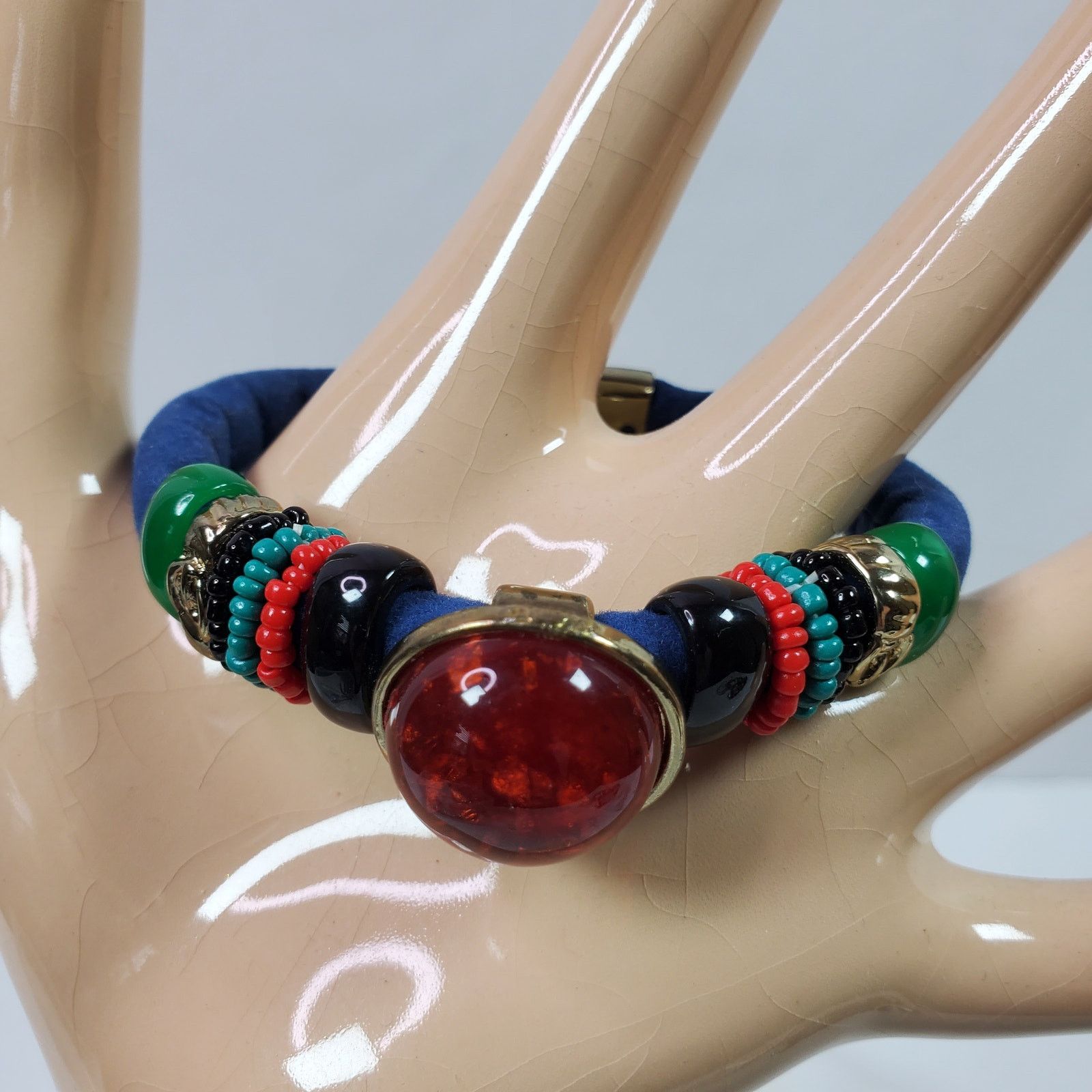 The Unbranded Brand Hippie Style Cloth & Bead Bracelet Mag Clasp 8.25 Inch Size ONE SIZE - 1 Thumbnail