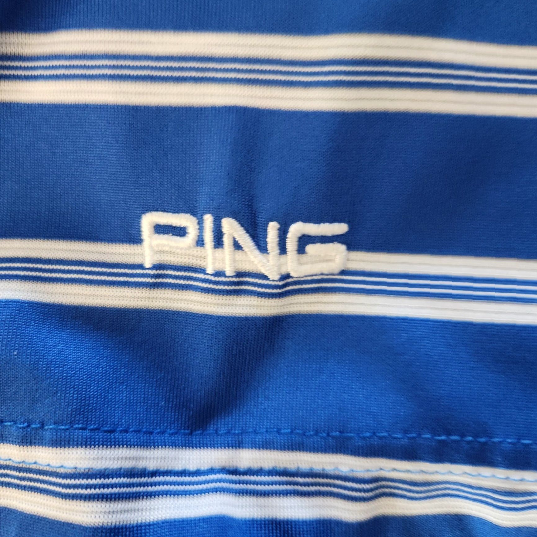 Vintage Ping Polo Shirt Mens XL Blue White Striped Performance Stretch Embroidered Golf Polo Shirt Mens XL Blue White Striped Embroidered Size US XL / EU 56 / 4 - 5 Thumbnail