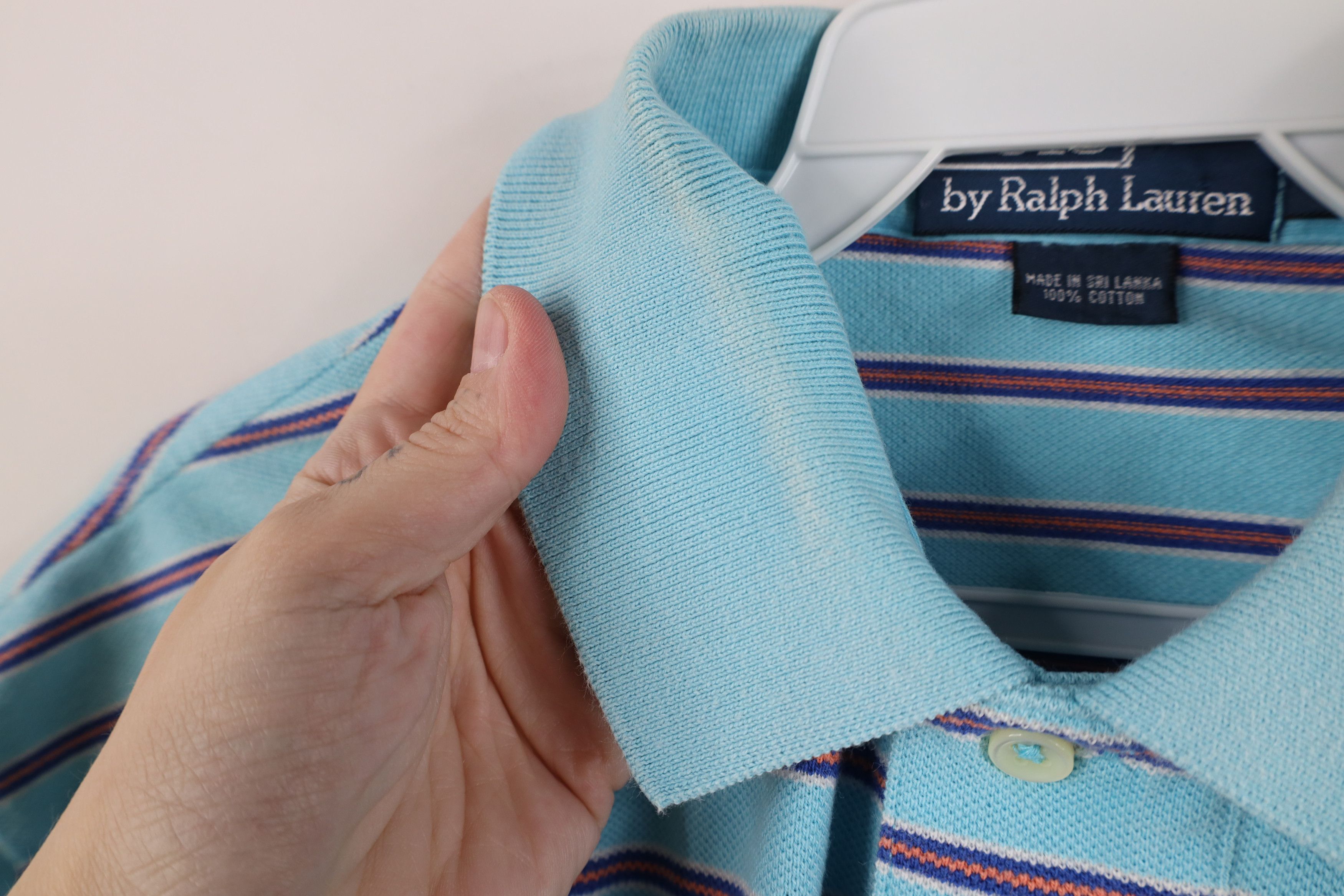 Ralph Lauren Vintage 90s Ralph Lauren Striped Cotton Knit Golf Polo Blue Size US M / EU 48-50 / 2 - 8 Thumbnail