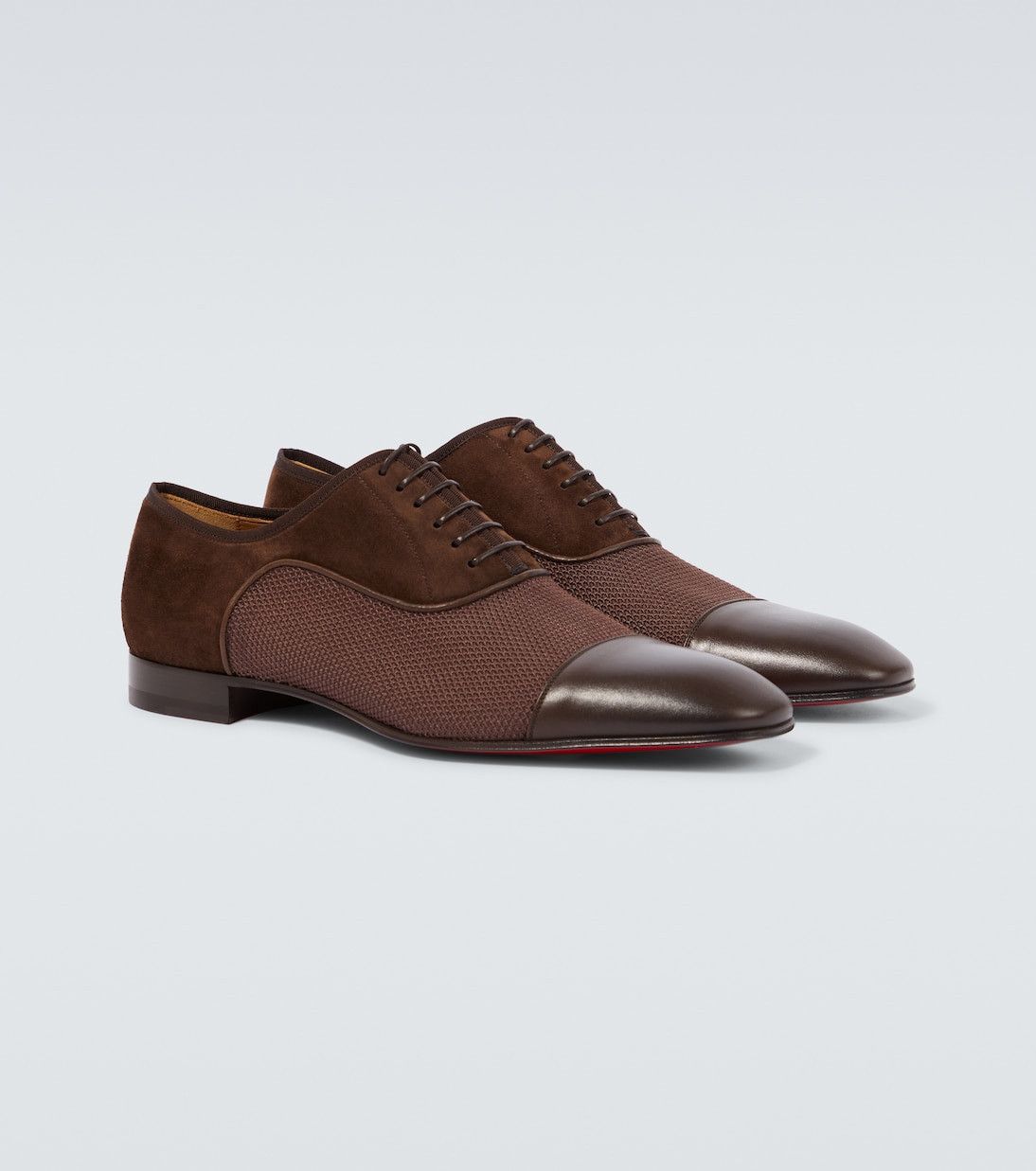 Christian Louboutin greggo leather-trimmed suede oxford shoes brown Size US 9 / EU 42 - 1 Thumbnail