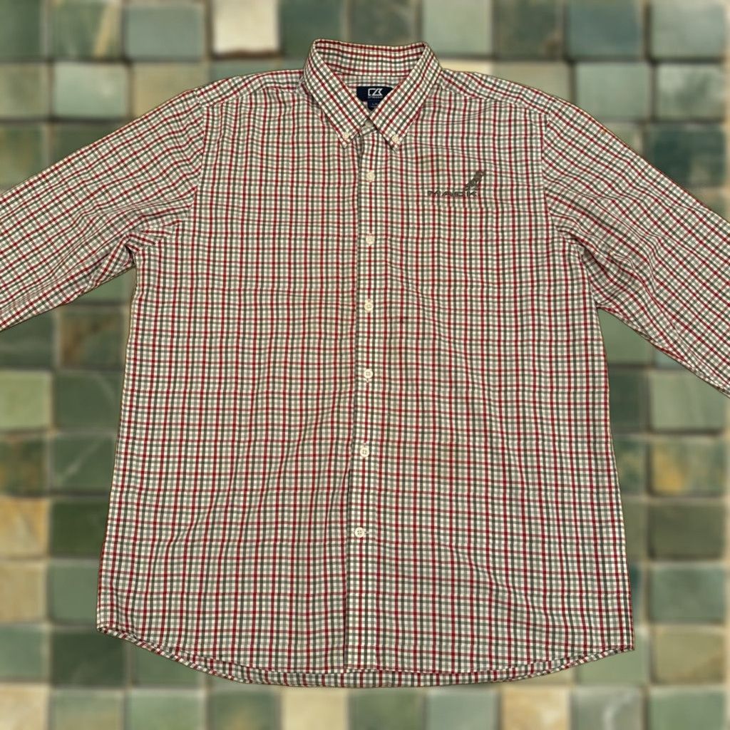 Cutter & Buck Cutter Buck Mens Button-Up Shirt Plaid Check Cotton Red Grey Large L Multicoloured City Country Vintage: No Mens Size US L / EU 52-54 / 3 - 1 Thumbnail
