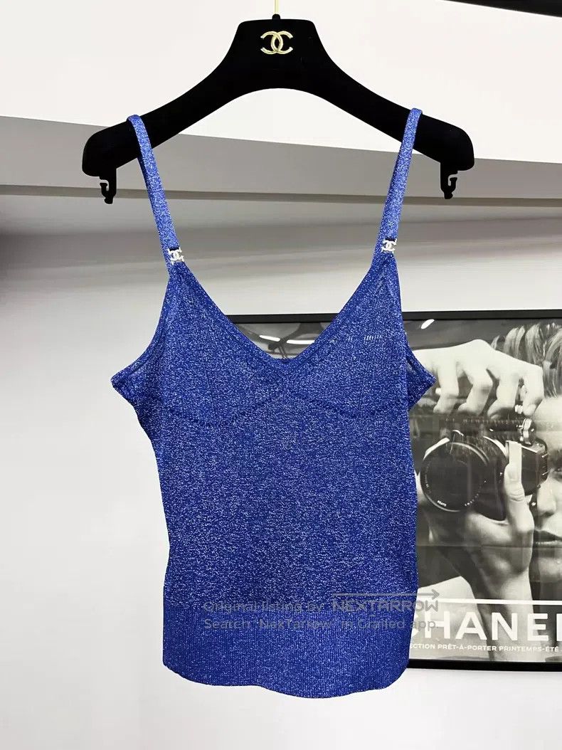 Chanel Chanel Blue sequin bottom strap vest Size S / US 4 / IT 40 - 1 Thumbnail