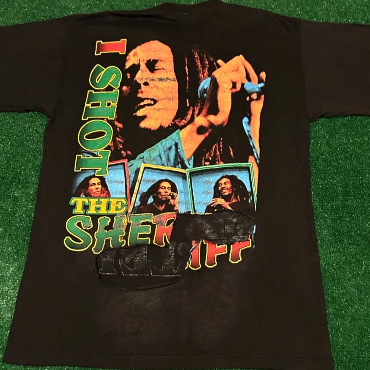 Vintage VINTAGE Bob Marley Rap Tee Shirt XL Distressed 90s VTG Shot The Sheriff Mens Size US XL / EU 56 / 4 - 2 Thumbnail