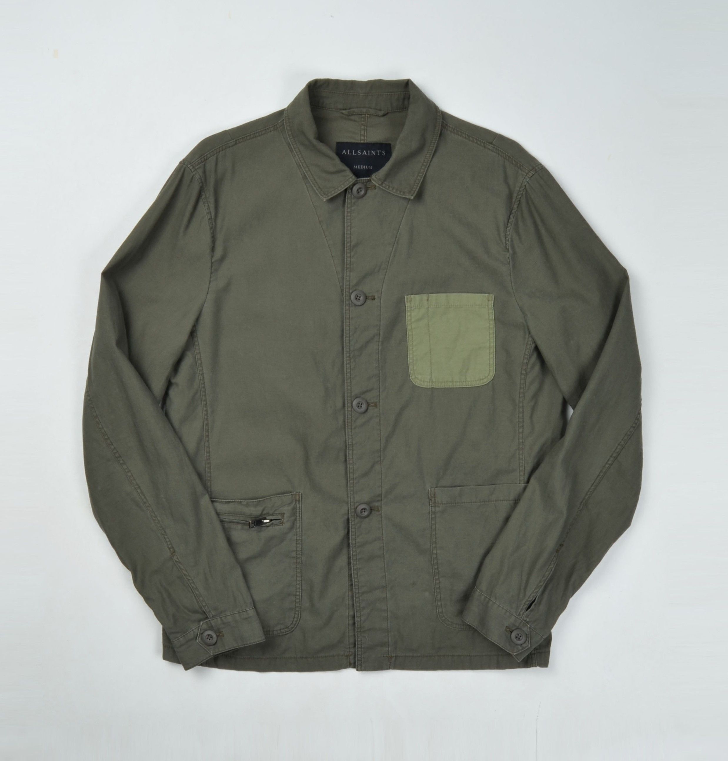 Allsaints Allsaints Khaki Long Sleeve Overshirt Sierra Jacket Size US M / EU 48-50 / 2 - 1 Thumbnail