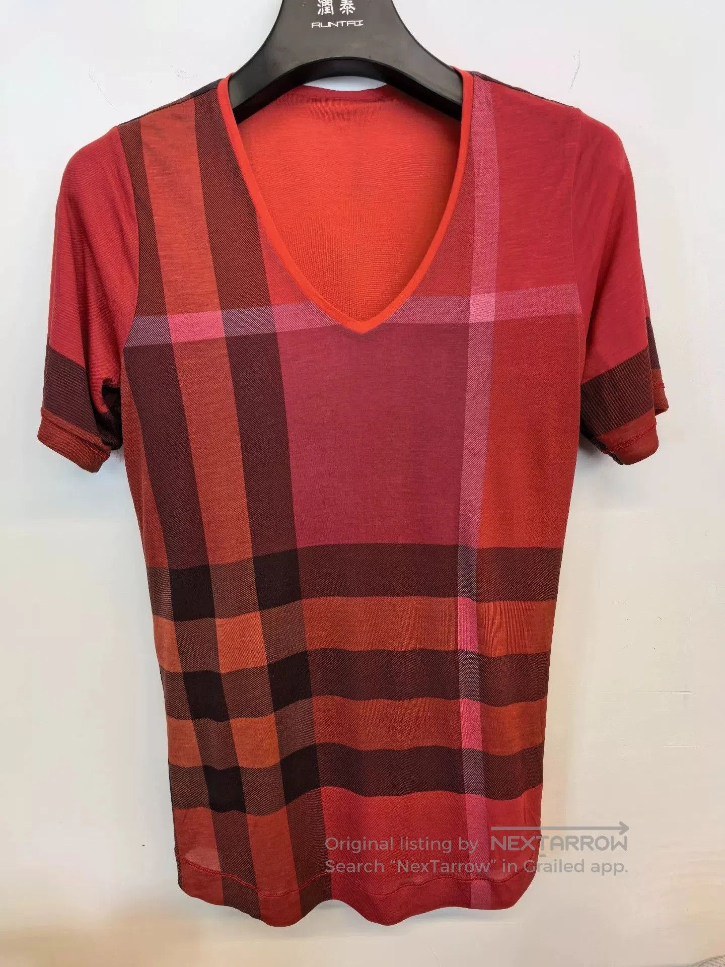 Burberry Women's Reversible V-Neck T-Shirt.