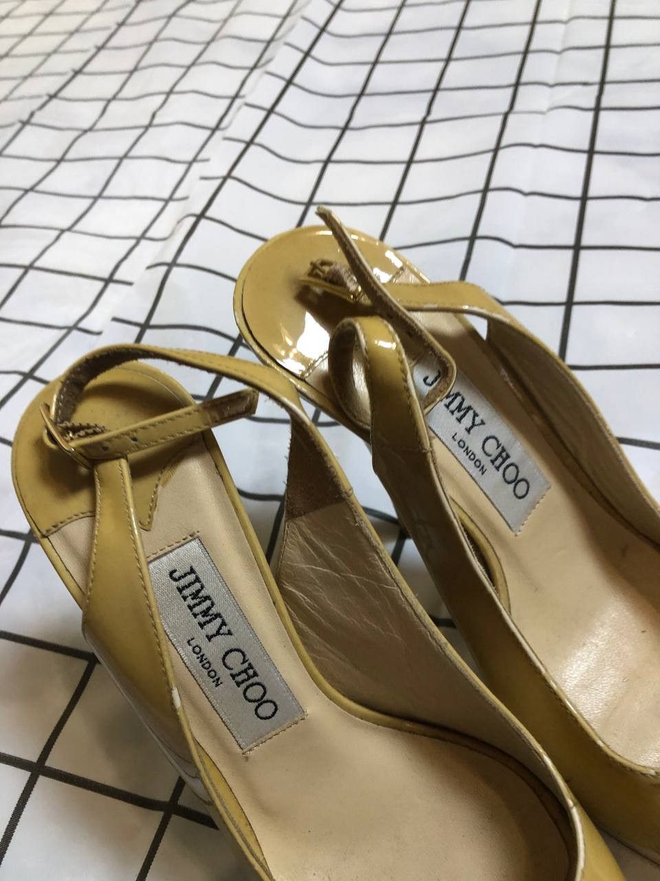 Jimmy Choo Jimmy Choo womens Shoes Yellow Patent Leather Pumps Peep Size US 5 / IT 35 - 4 Thumbnail