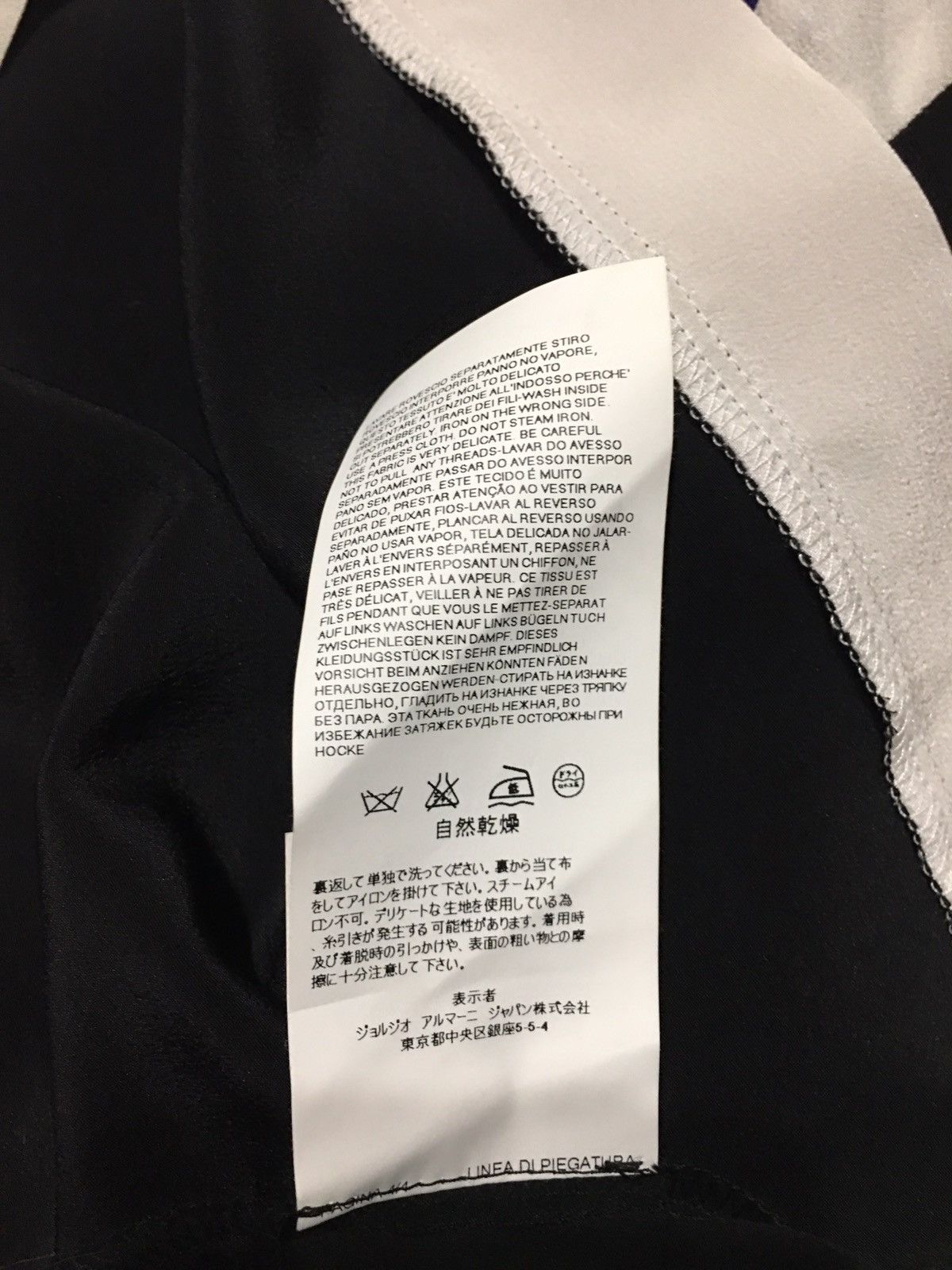 ARMANI Jeans Pure Silk Black Blue Midi Dress EU44 US8