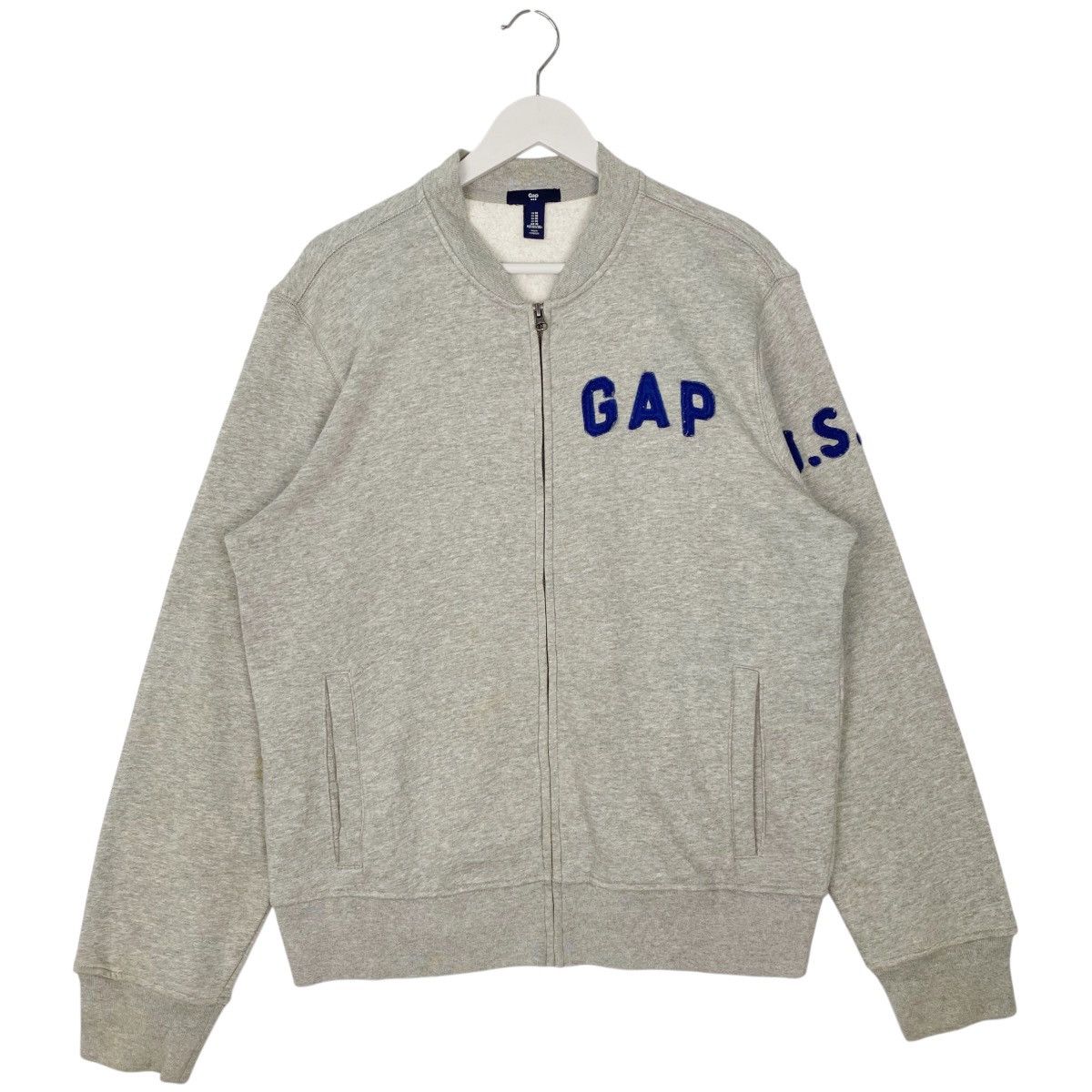 Vintage Vintage GAP Full Zip Sweatshirt Varsity Grey Pullover Size M Size US M / EU 48-50 / 2 - 1 Thumbnail