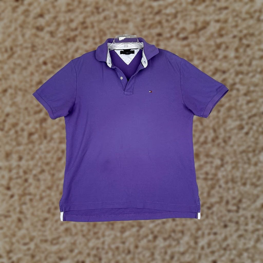 Tommy Hilfiger Tommy Hilfiger Polo Shirt Mens Large Purple Cotton Logo Casual Short Sleeve Size US L / EU 52-54 / 3 - 1 Thumbnail