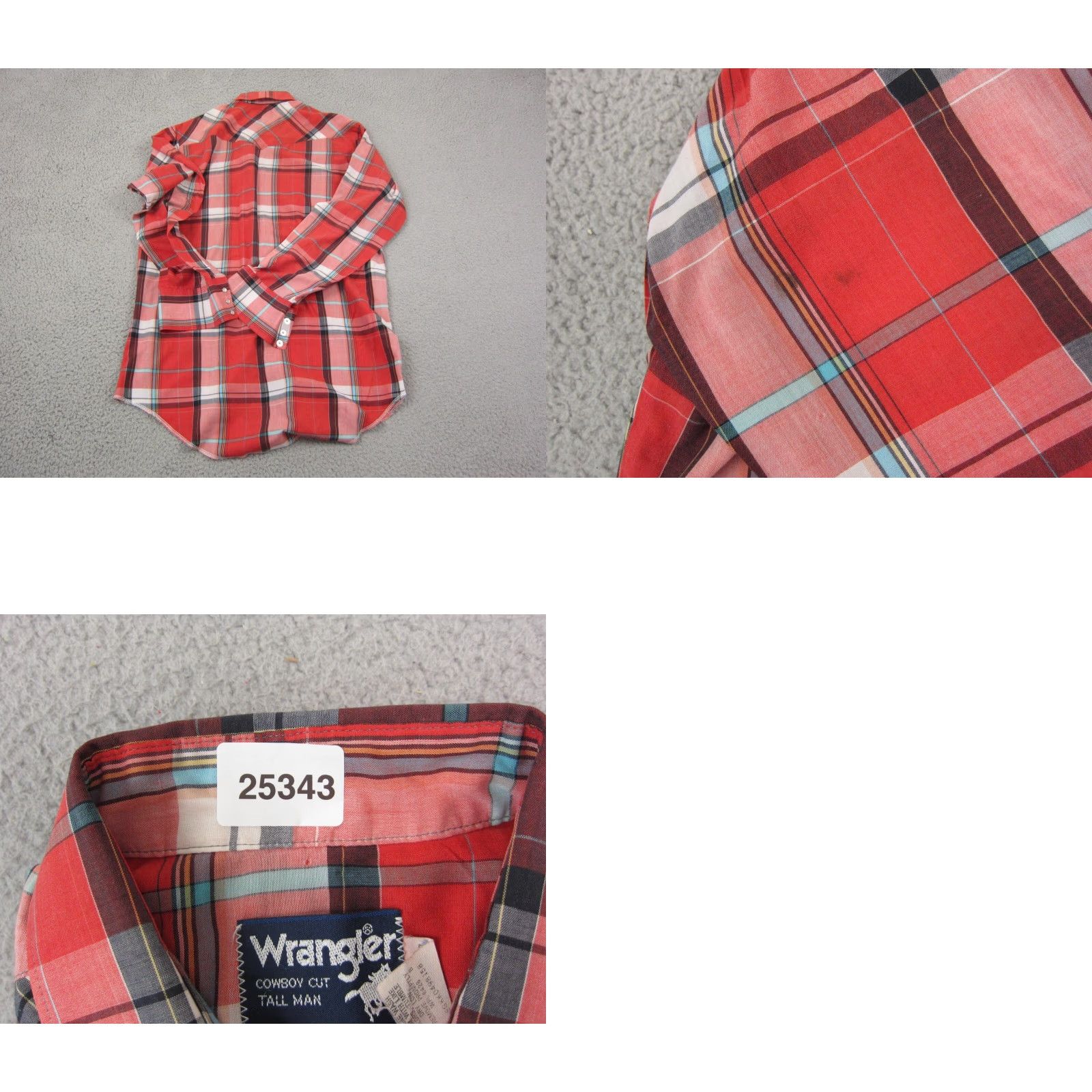 Wrangler Vintage Wrangler Shirt Mens 16.5 Red Plaid Cotton Button-Up Western Casual Cowboy 80s Mens Size US XL / EU 56 / 4 - 9 Thumbnail