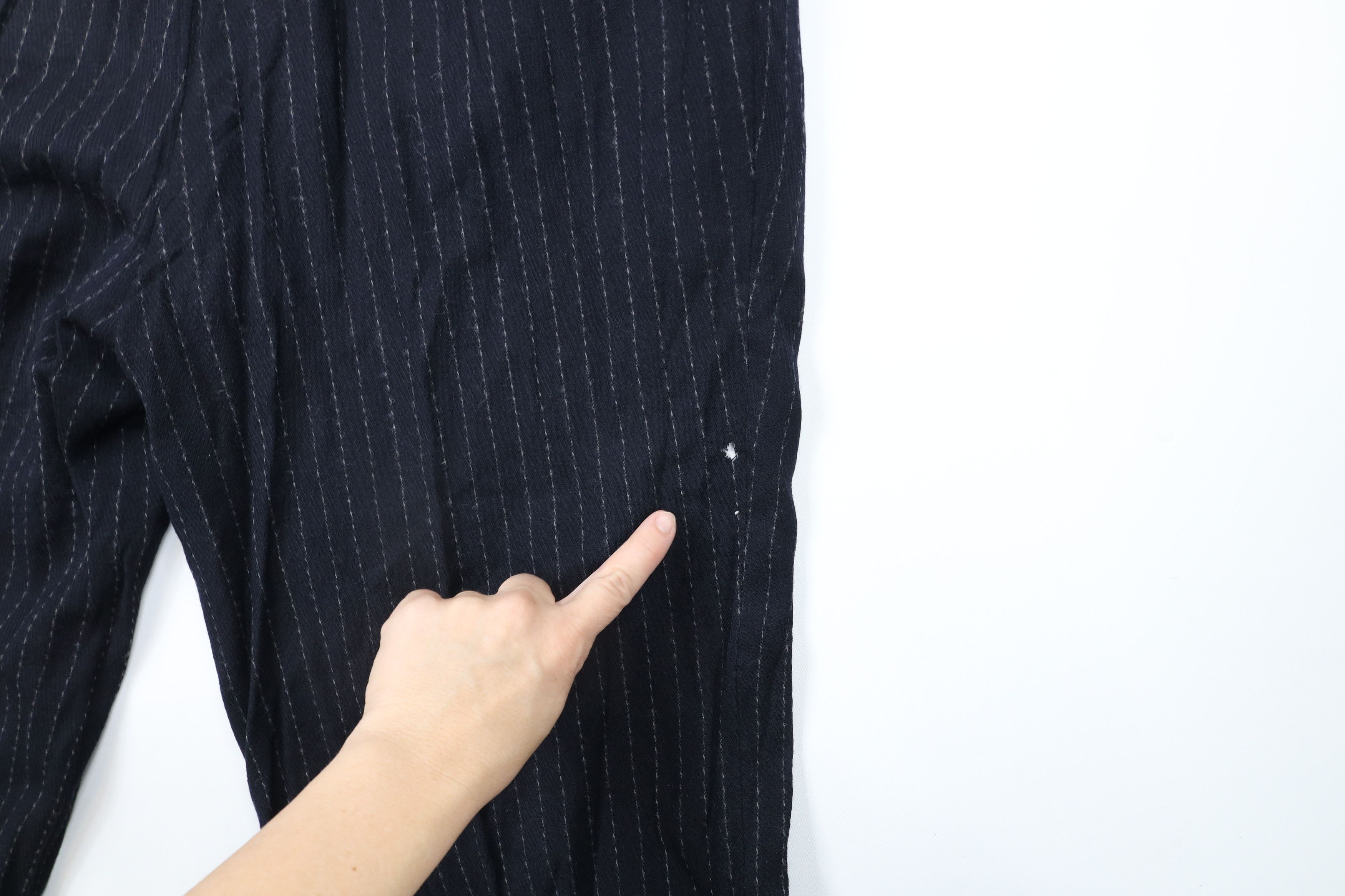 Vintage Vintage 90s Streetwear Striped Pleated Wool Wide Leg Pants Size US 36 / EU 52 - 13 Thumbnail