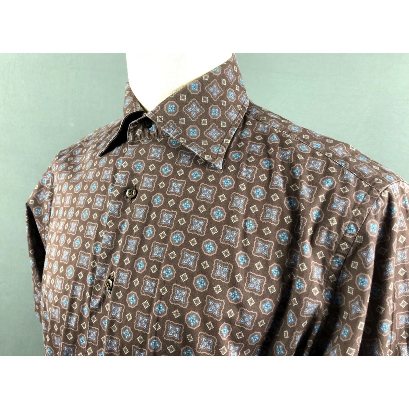 Etro ETRO Milano Shirt Men's Size 43 Brown Cotton Blend Patterned Size US XL / EU 56 / 4 - 6 Thumbnail