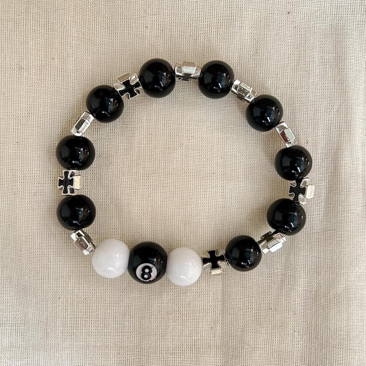 Other y2k style 8ball beaded black and white cross bracelet Size ONE SIZE - 2 Thumbnail