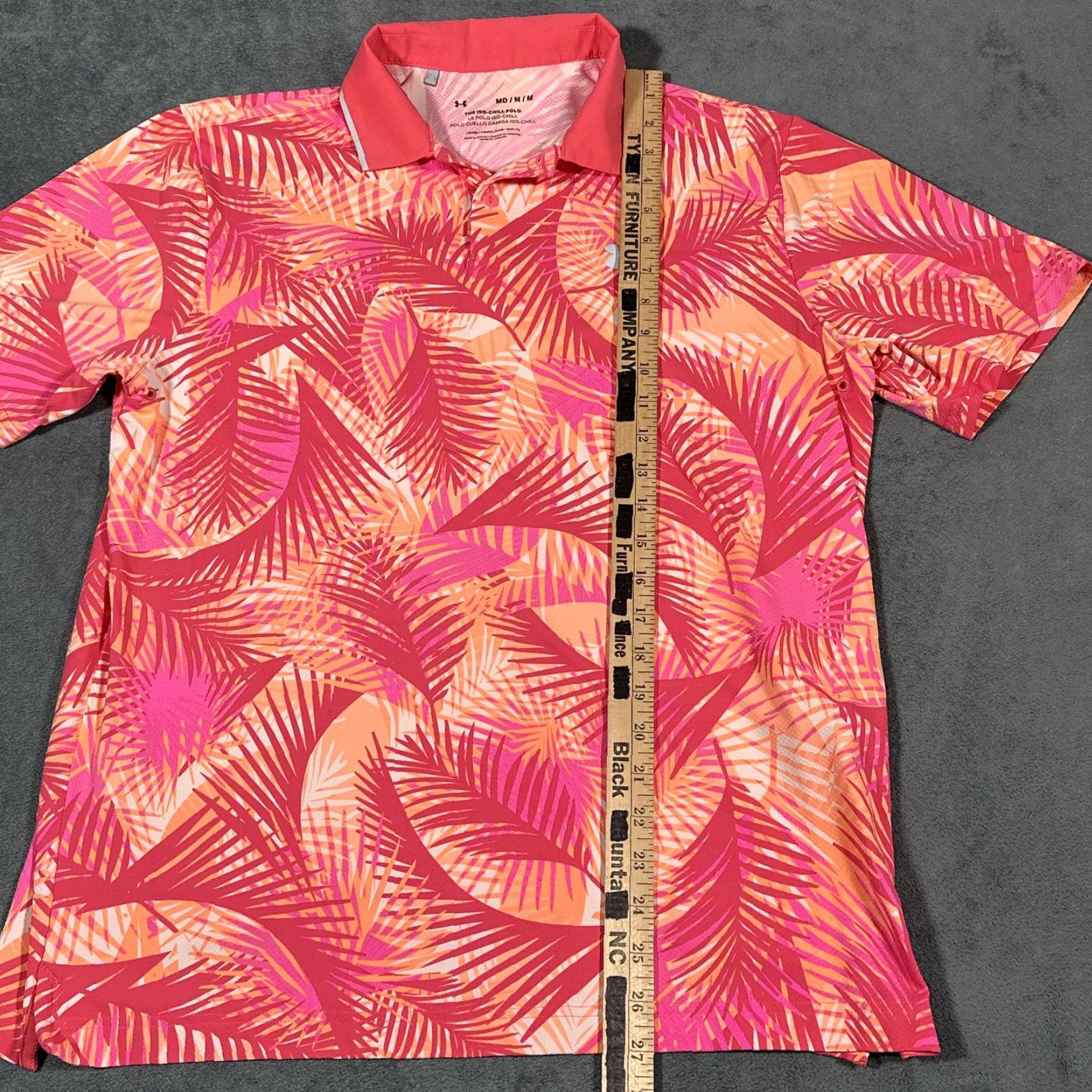 Under Armour Under Armour Iso-Chill Performance Polo Shirt Mens Medium Pink Floral Golf Size US M / EU 48-50 / 2 - 5 Thumbnail