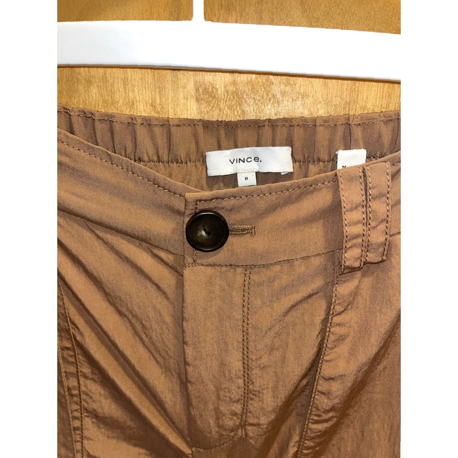 Vince Vince Womens Cargo Pants Size 0 Brown Lyocell Elastic Waist Straight Leg Casual Bohemian Size 25" / US 0 / IT 36 - 4 Thumbnail