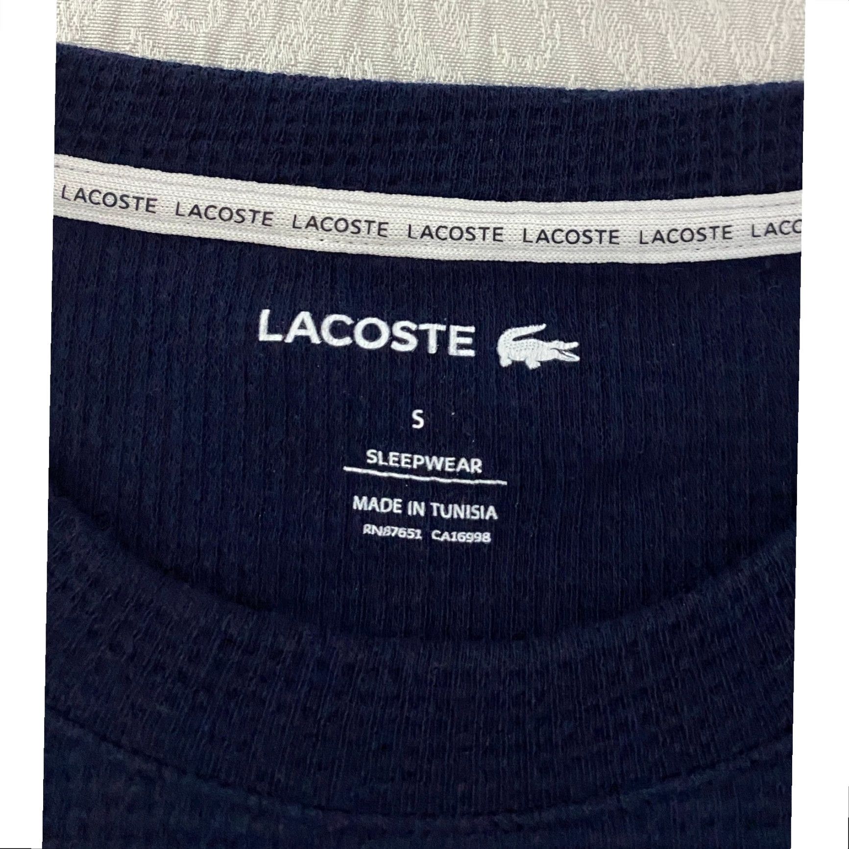 Lacoste Lacoste Pajama Top Sleeper Shirt TH8088 Navy Blue All-Over Croc Logo Print Waffle Knit Long Sleeve Crew Neck Mens S Size US S / EU 44-46 / 1 - 5 Thumbnail