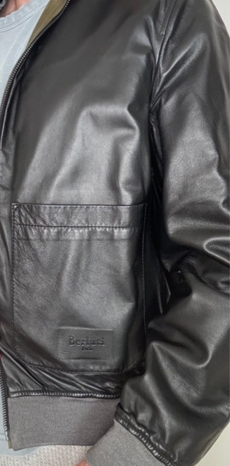 Berluti HAIDER ACKERMANN CALFSKIN LEATHER REVERSIBLE SILK JACKET Size US S / EU 44-46 / 1 - 5 Thumbnail