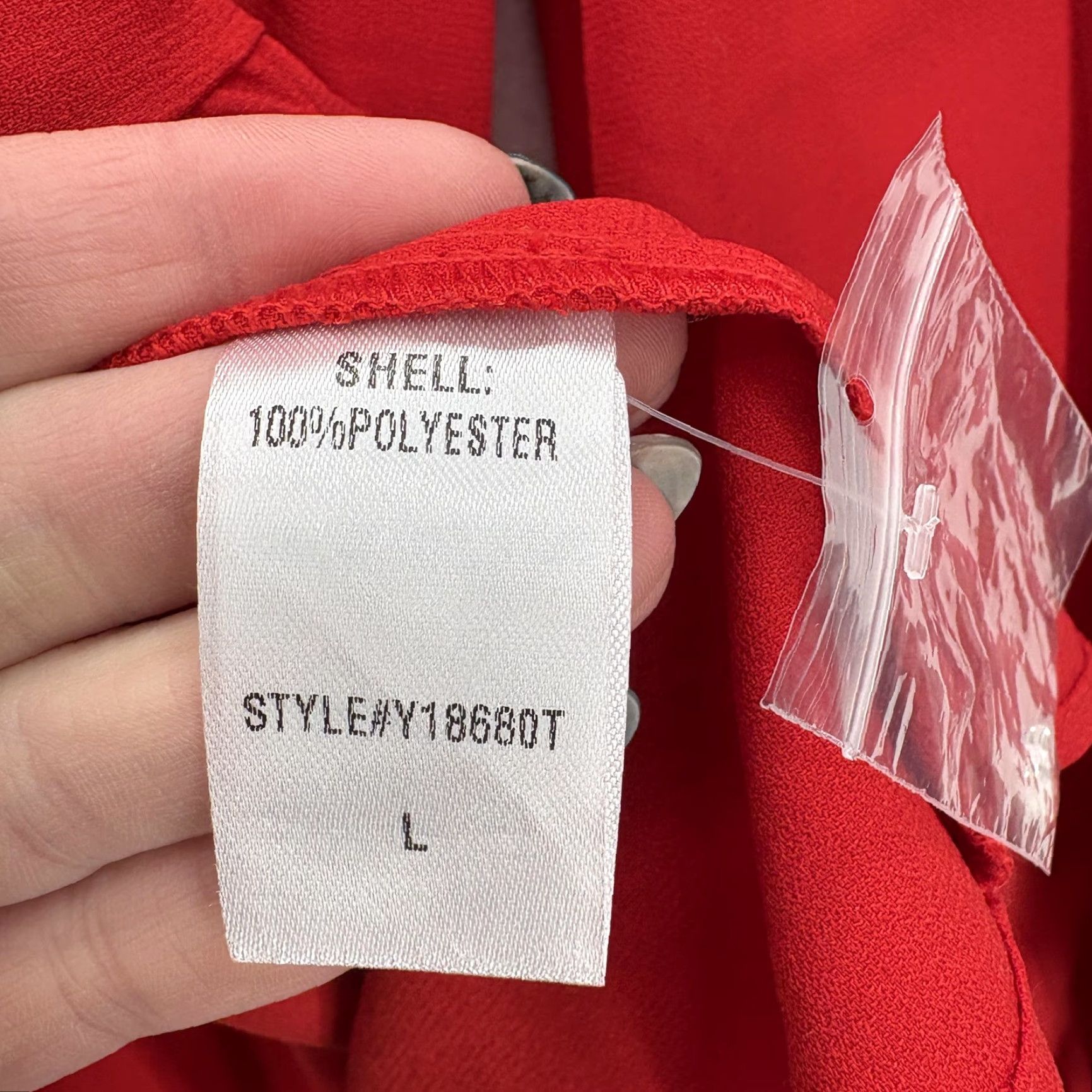 Vintage Pomander Place Blouse Womens Large Red Round Neck Long Sleeve Solid Ruffle Preppy Lightweight NWOT Vest? Size L / US 10 / IT 46 - 5 Thumbnail