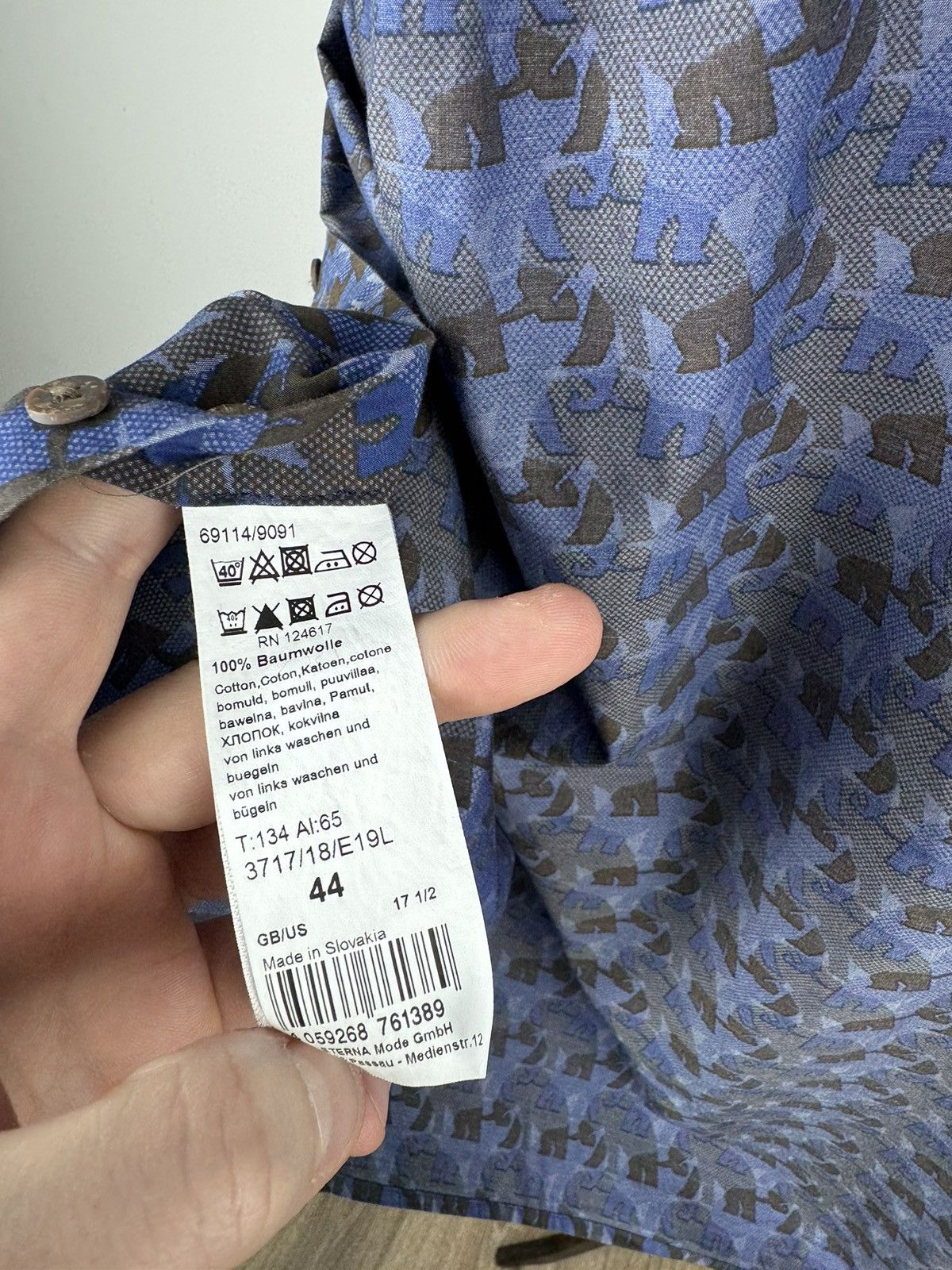 Designer ETERNA Comfort Fit Long Sleeve Button Down Shirt size 44 Size US XL / EU 56 / 4 - 5 Thumbnail
