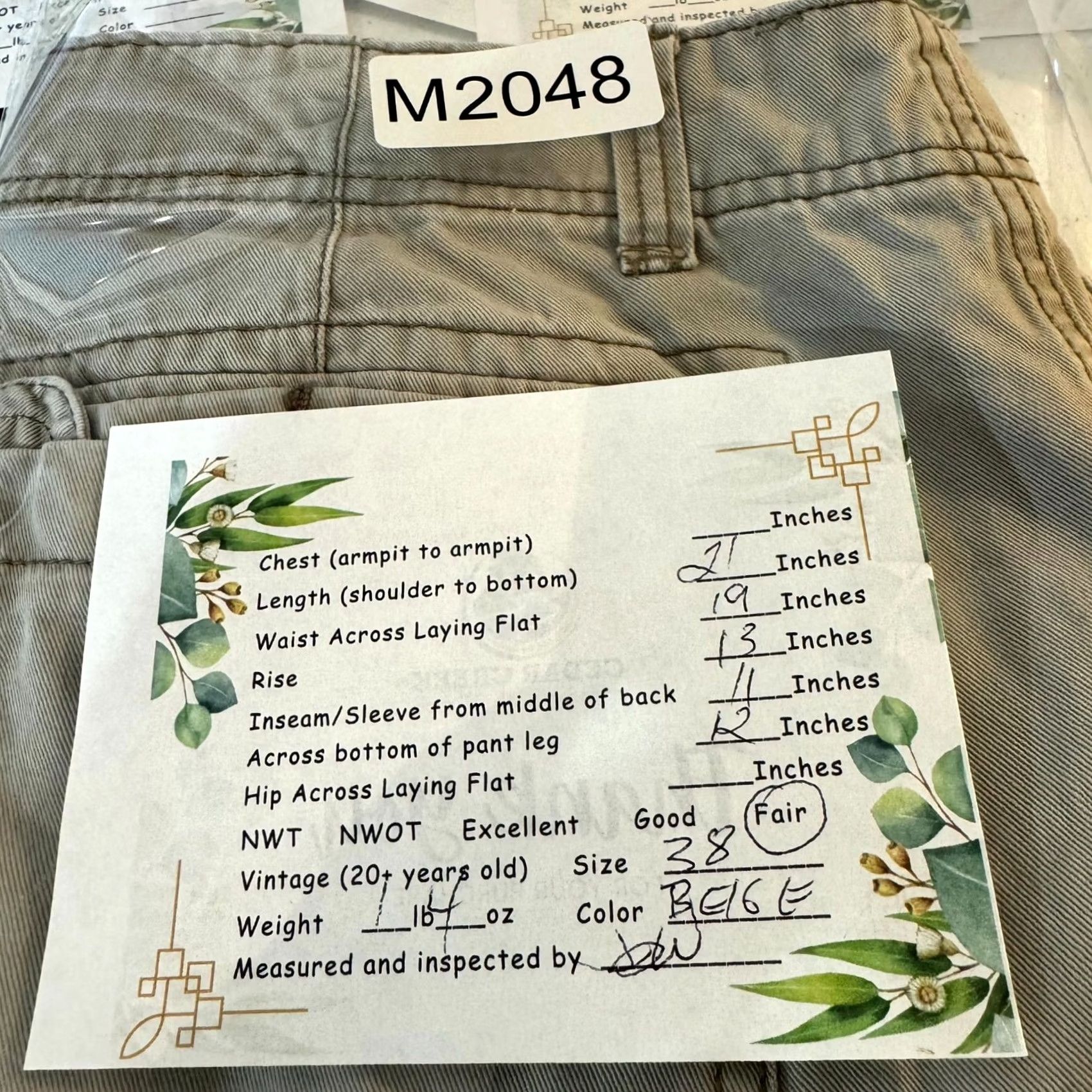 Vintage Iron Co. Men Cargo Shorts Beige Cotton High-Rise Pocket Classic Outdoor 38 Size US 38 / EU 54 - 7 Thumbnail