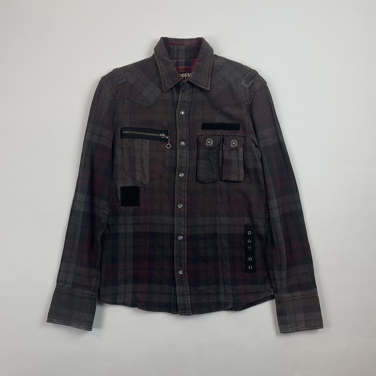 Image of Ppfm Checkered Flanel Shirt in Red Tartan, Men's (Size Small)