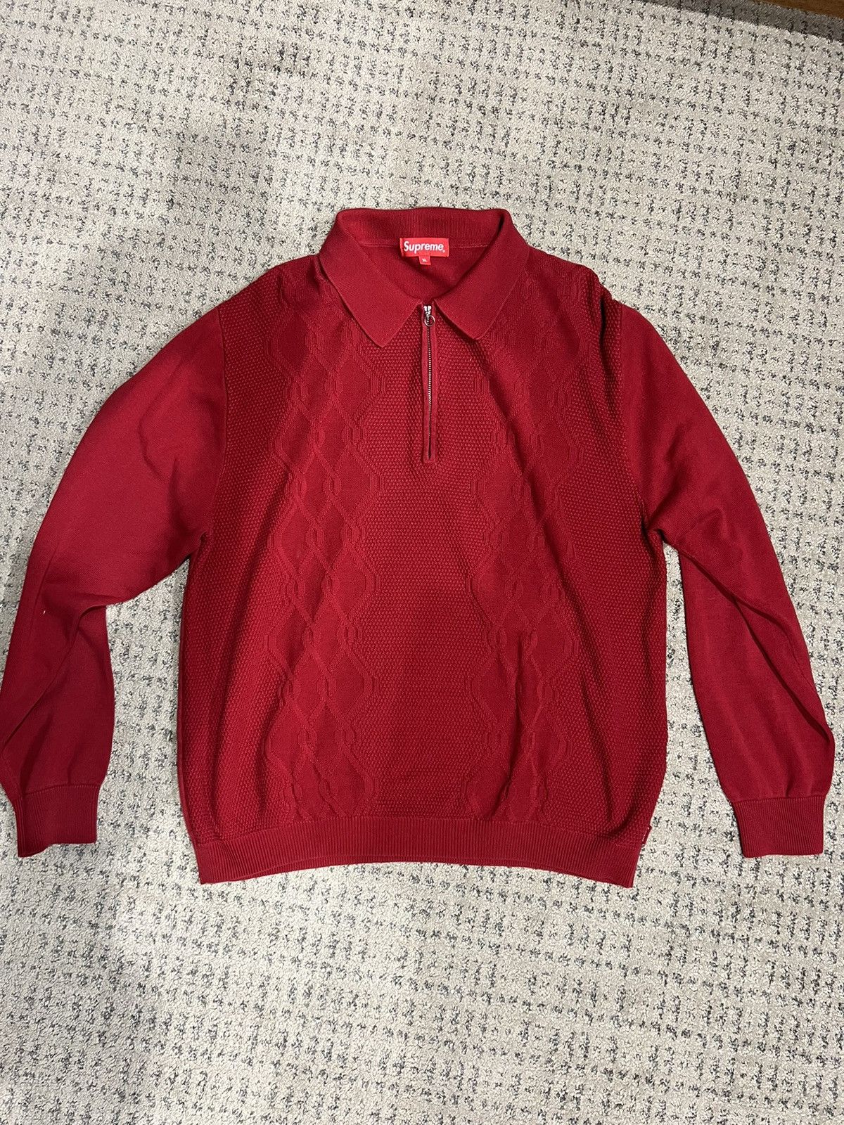 image of Supreme Cable Knit Sweater in Red, Men's (Size XL)