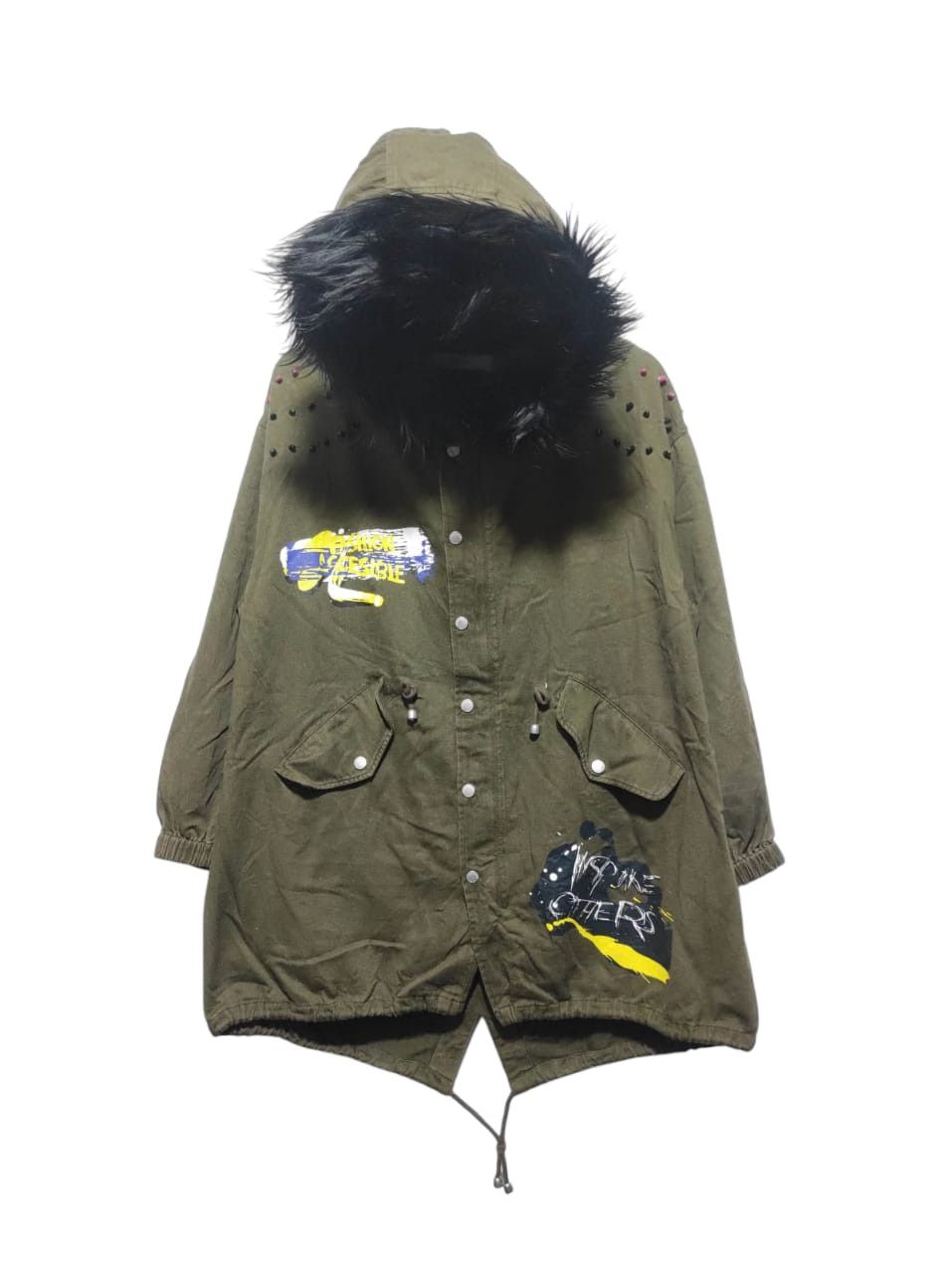 14th Addiction Zara Denim Studded Zip Fur Hoodie Jacket Lgb Style Size US M / EU 48-50 / 2 - 2 Thumbnail