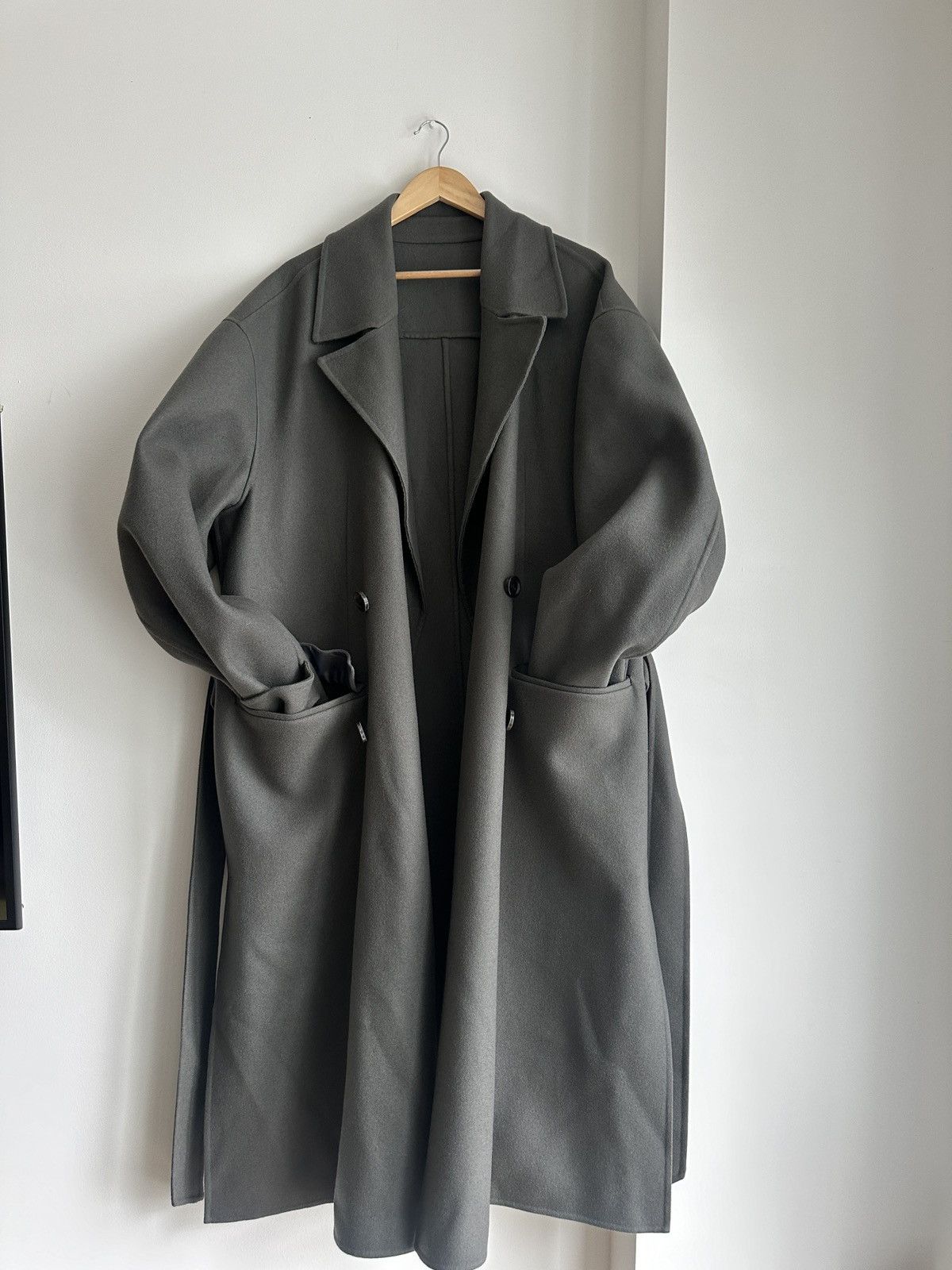 image of Juun J Grey Maxi Overcoat, Men's (Size Large)