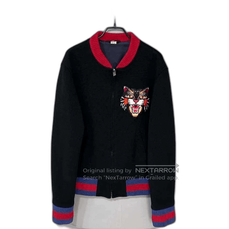 Gucci Black Embroidered Tiger Head Jacket. Size US L / EU 52-54 / 3 - 1 Thumbnail
