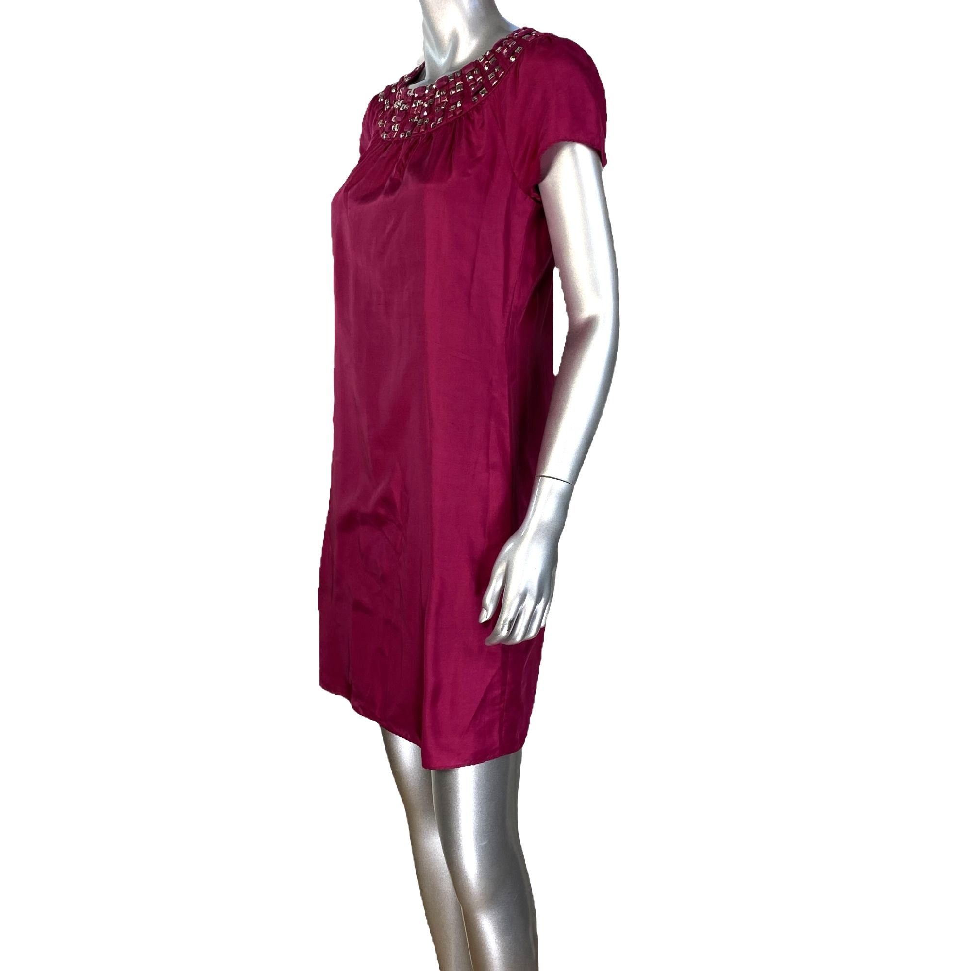 Elie Tahari Elie Tahari Della Silk Pink Embellished Beaded Shift Dress 2 Size XS / US 0-2 / IT 36-38 - 3 Thumbnail