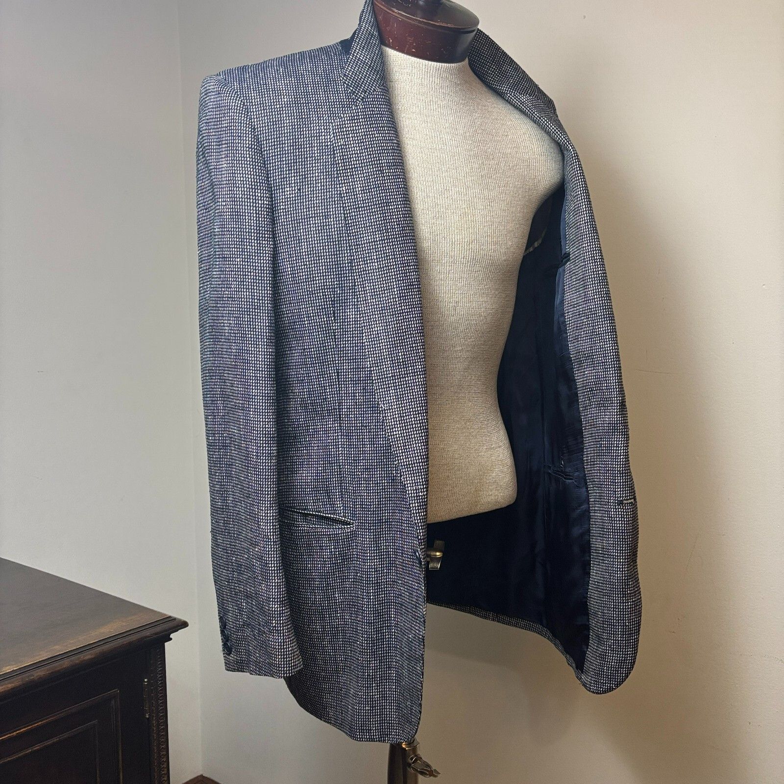 Other Louis Raphael Men's 37-38R Sport Coat Blazer Black White Sil Size 38R - 13 Thumbnail