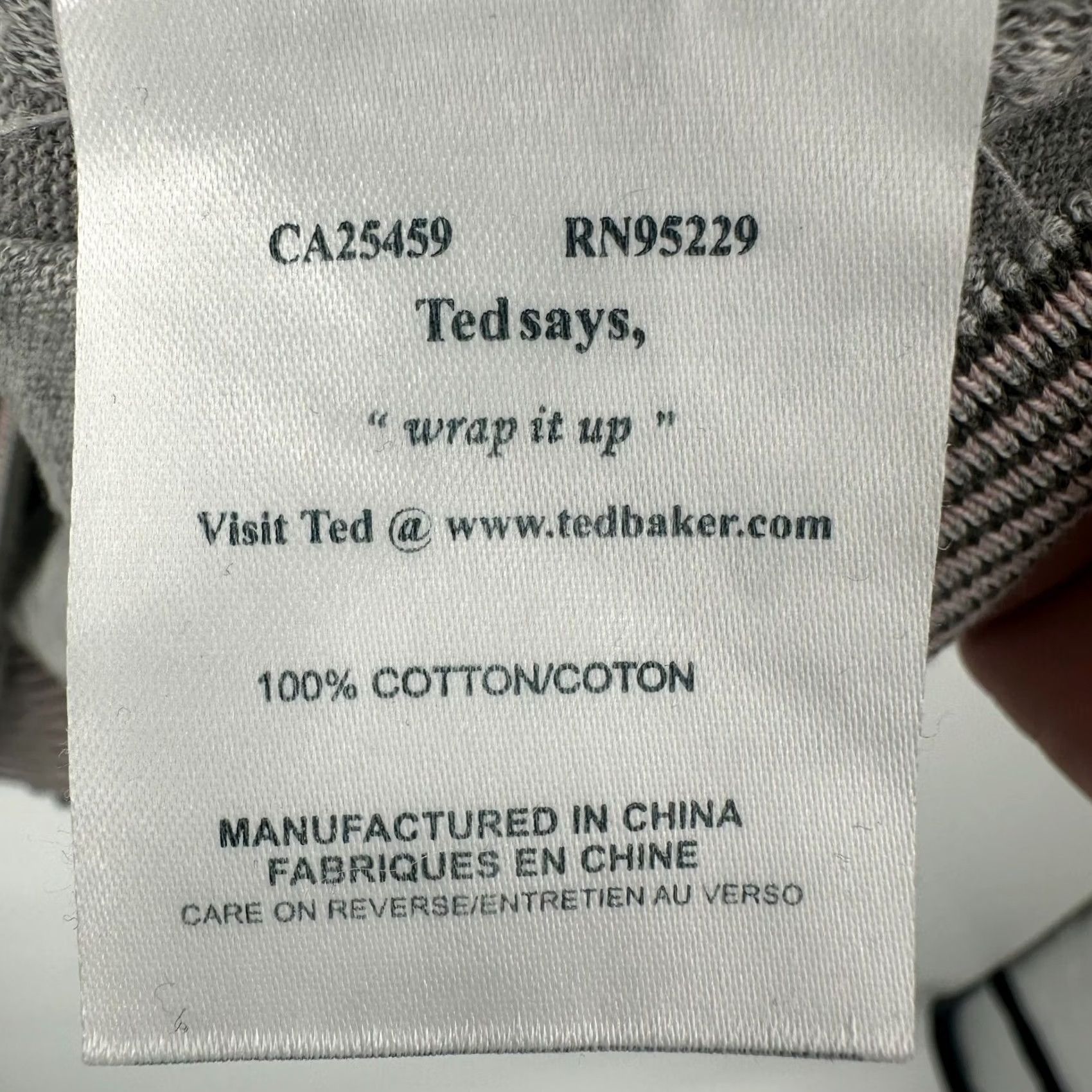 Ted Baker Ted Baker London Womens Grey Cotton Notched Neck Striped Trim Sweater Size 3 Size L / US 10 / IT 46 - 5 Thumbnail