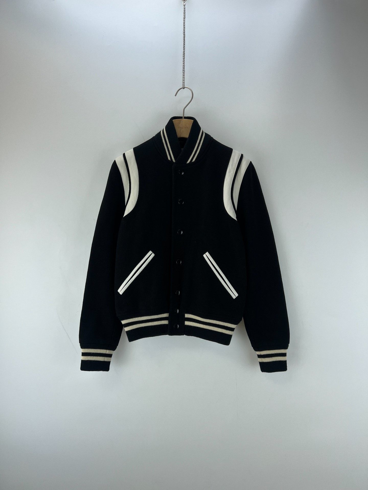 Saint Laurent Paris Saint Laurent Black White Varsity Jacket Size US M / EU 48-50 / 2 - 1 Thumbnail
